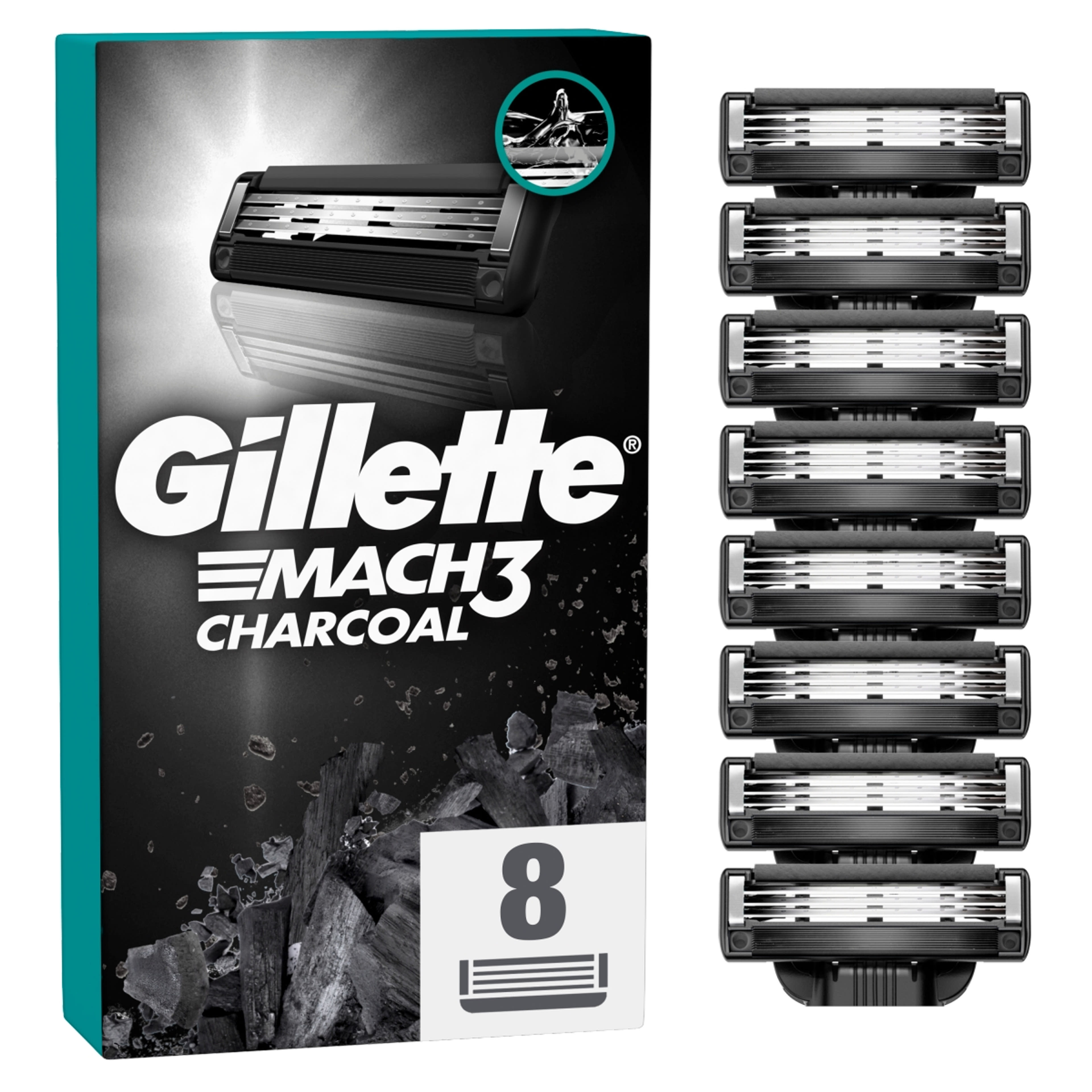 Gillette Mach3 Charcoal borotvabetétek férfi borotvához - 8 db-8