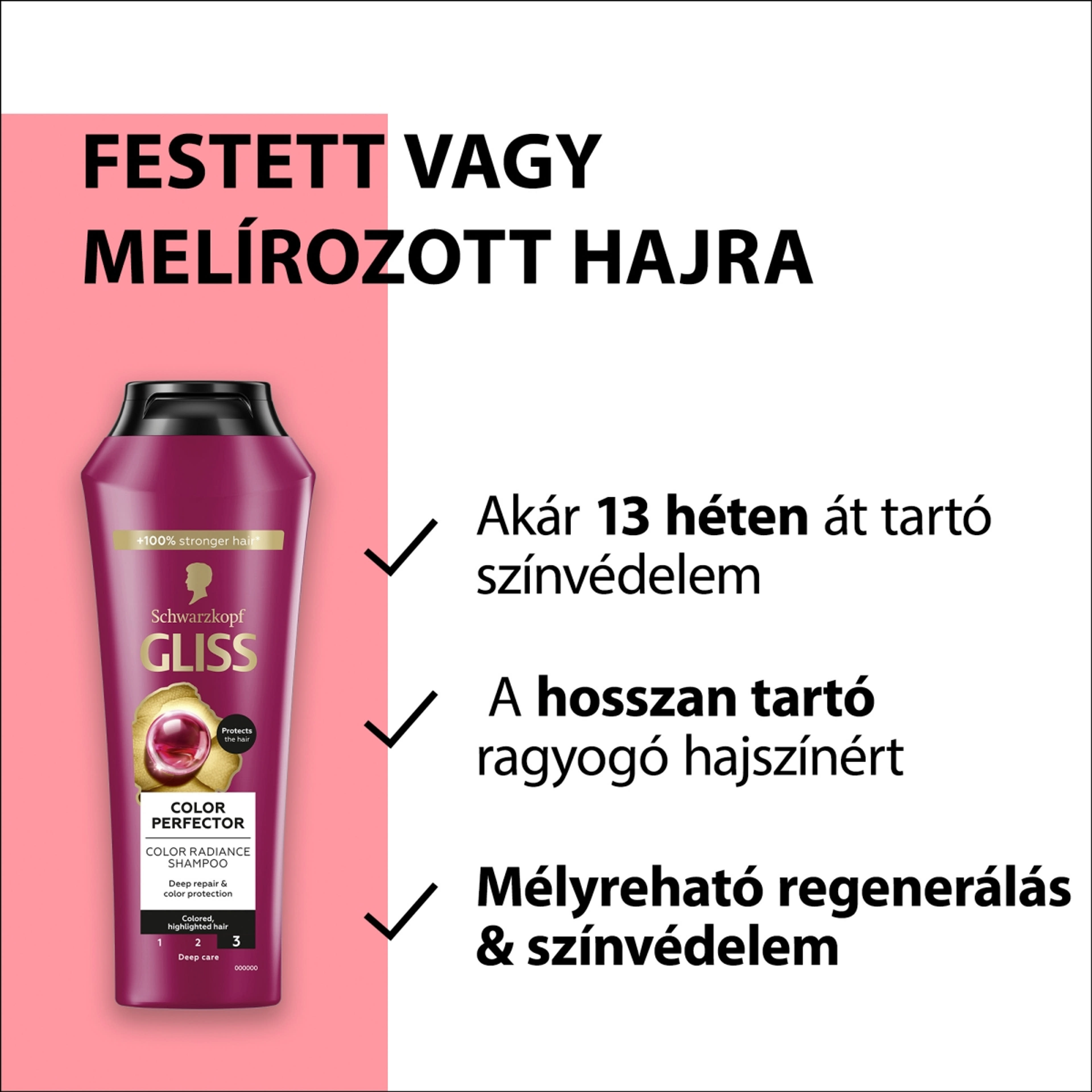 Gliss Ragyogó szín és védelem hajregeneráló sampon - 250 ml-3