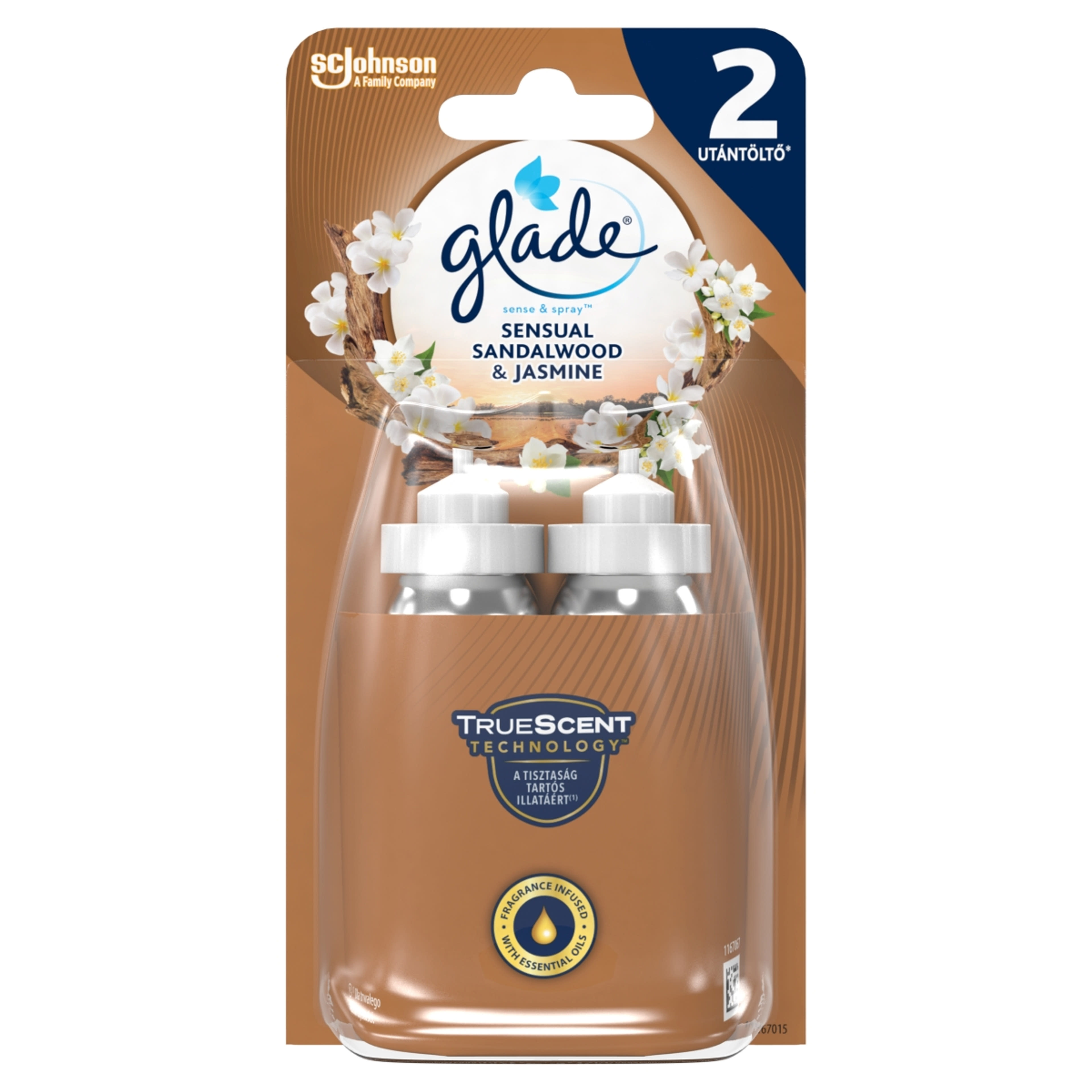 Glade Sense & Spray Sensual Sandalwood & Jasmine automata légfrissítő utántöltő 2 x 18 ml - 36 ml-1