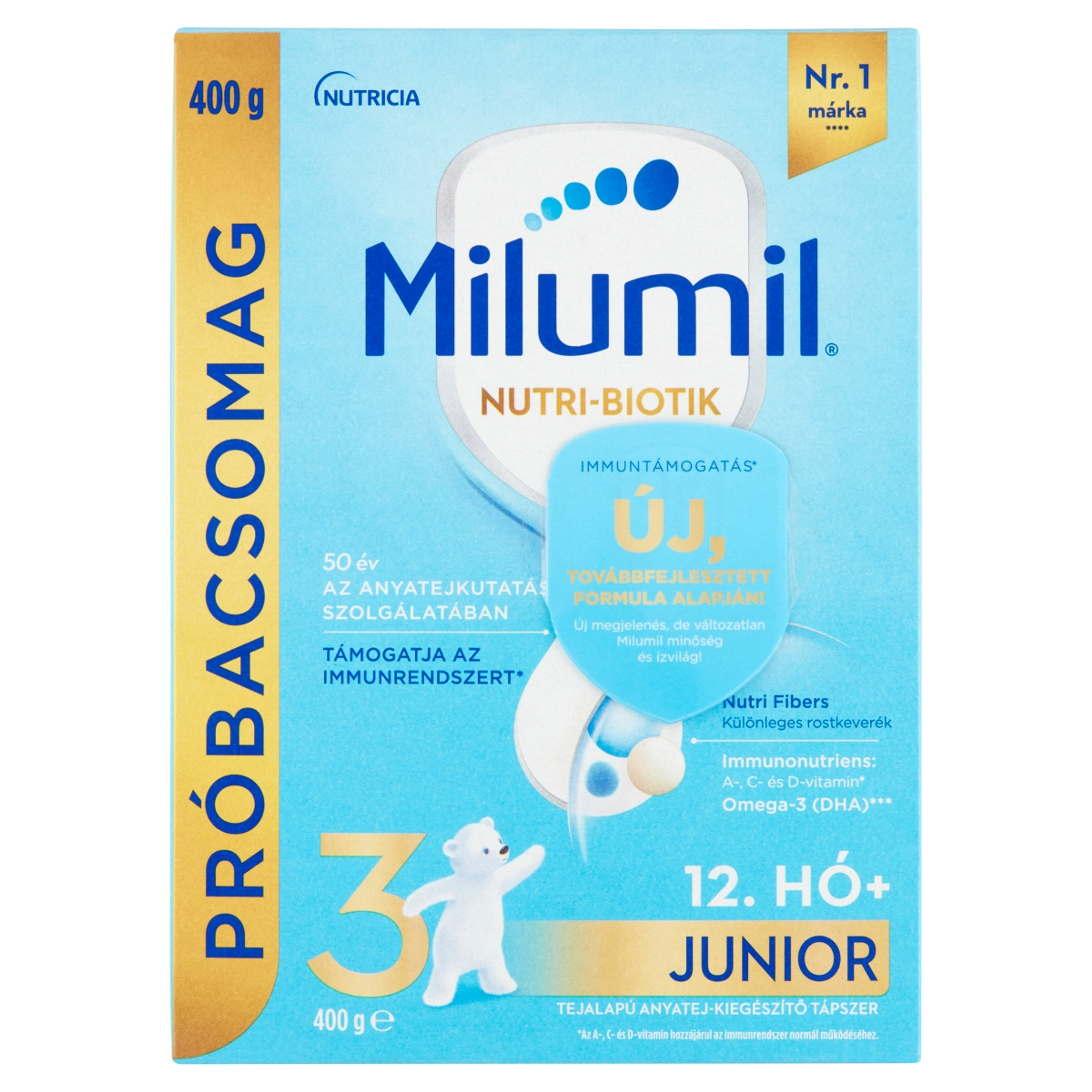 Milumil 3 Junior anyatej-kiegészítő tápszer 12. hónapos kortól - 400 g