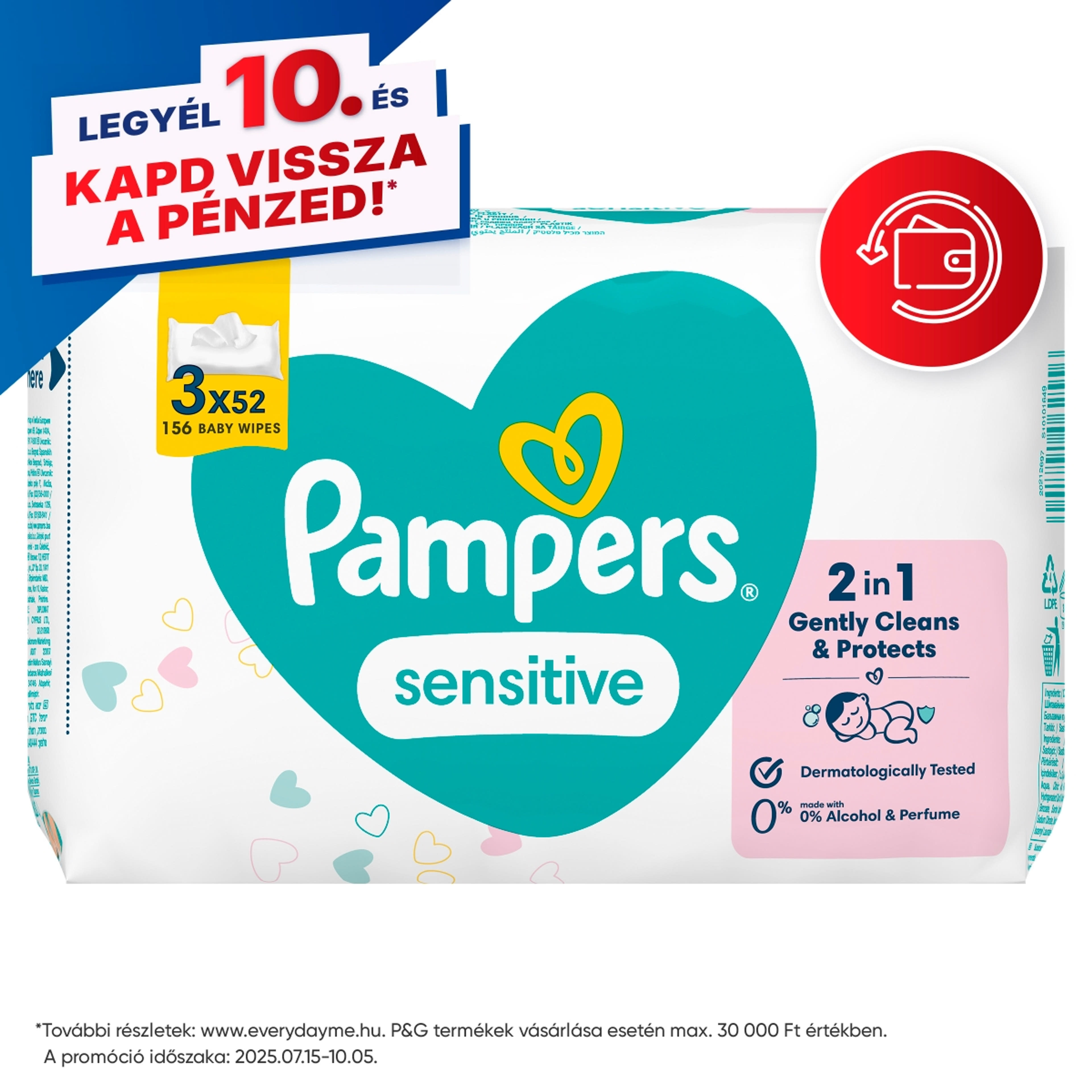 Pampers törlőkendő sensitive (3*52) - 156 db