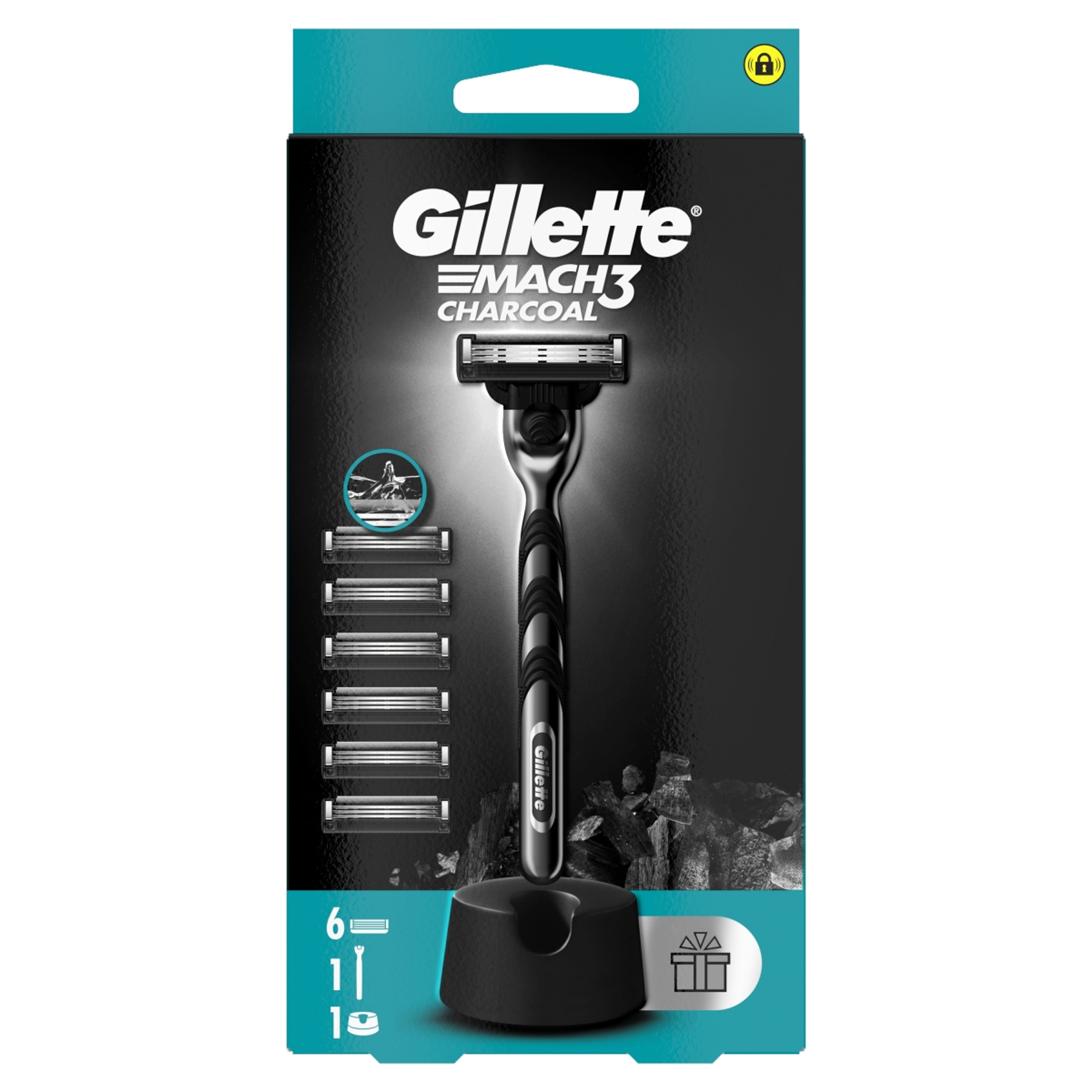 Gillette Mach3 Charcoal férfi borotva készülék 6 db borotvabetéttel - 1 db-1