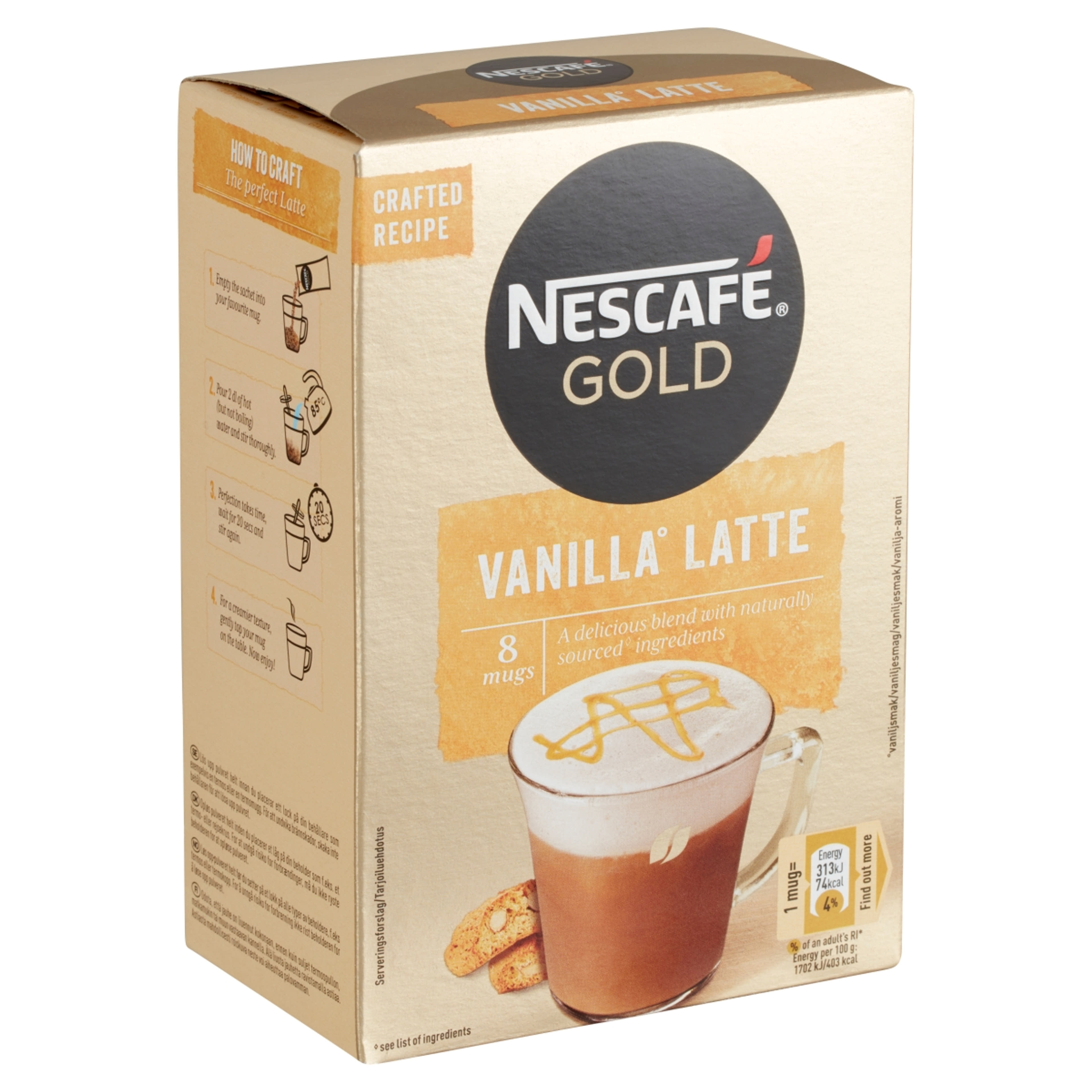 Nescafé Gold Cappuccino Vanília Latte azonnal oldódó kávé - 8 db-2