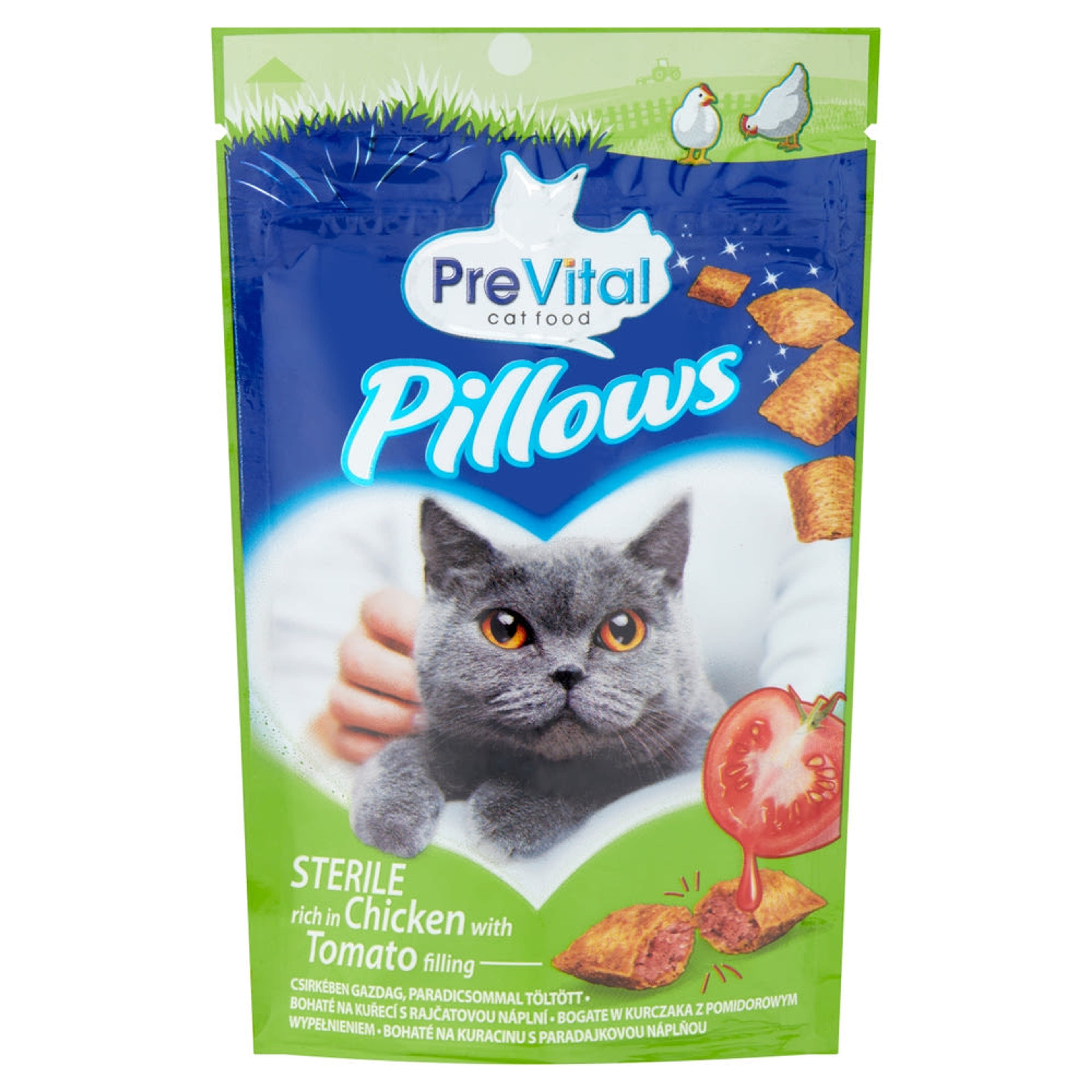 PreVital Pillows macska jutalomfalat steril macskáknak csirkés, paradicsommal töltött - 60 g