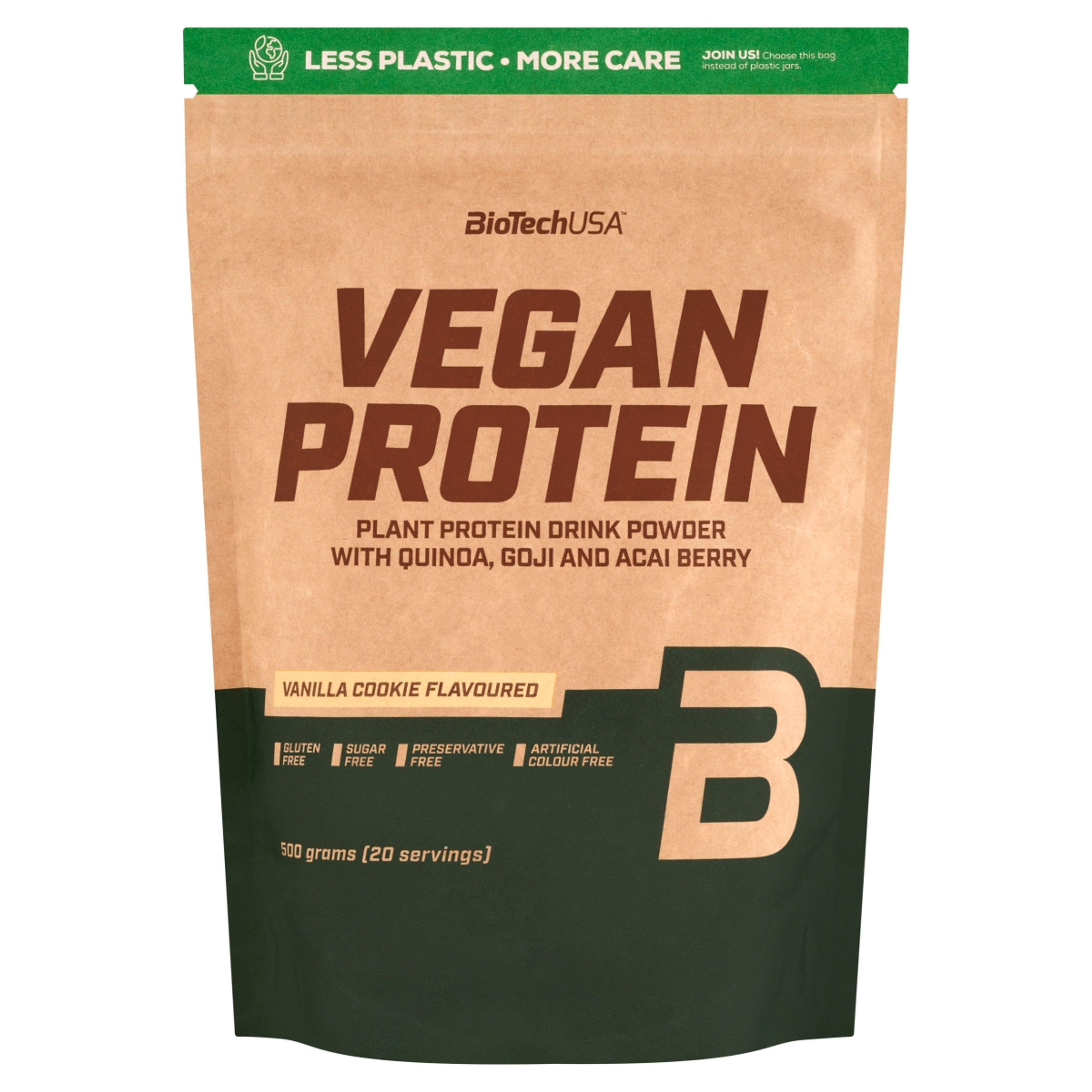 BioTechUSA Vegan Protein vaníliás sütemény italpor - 500 g