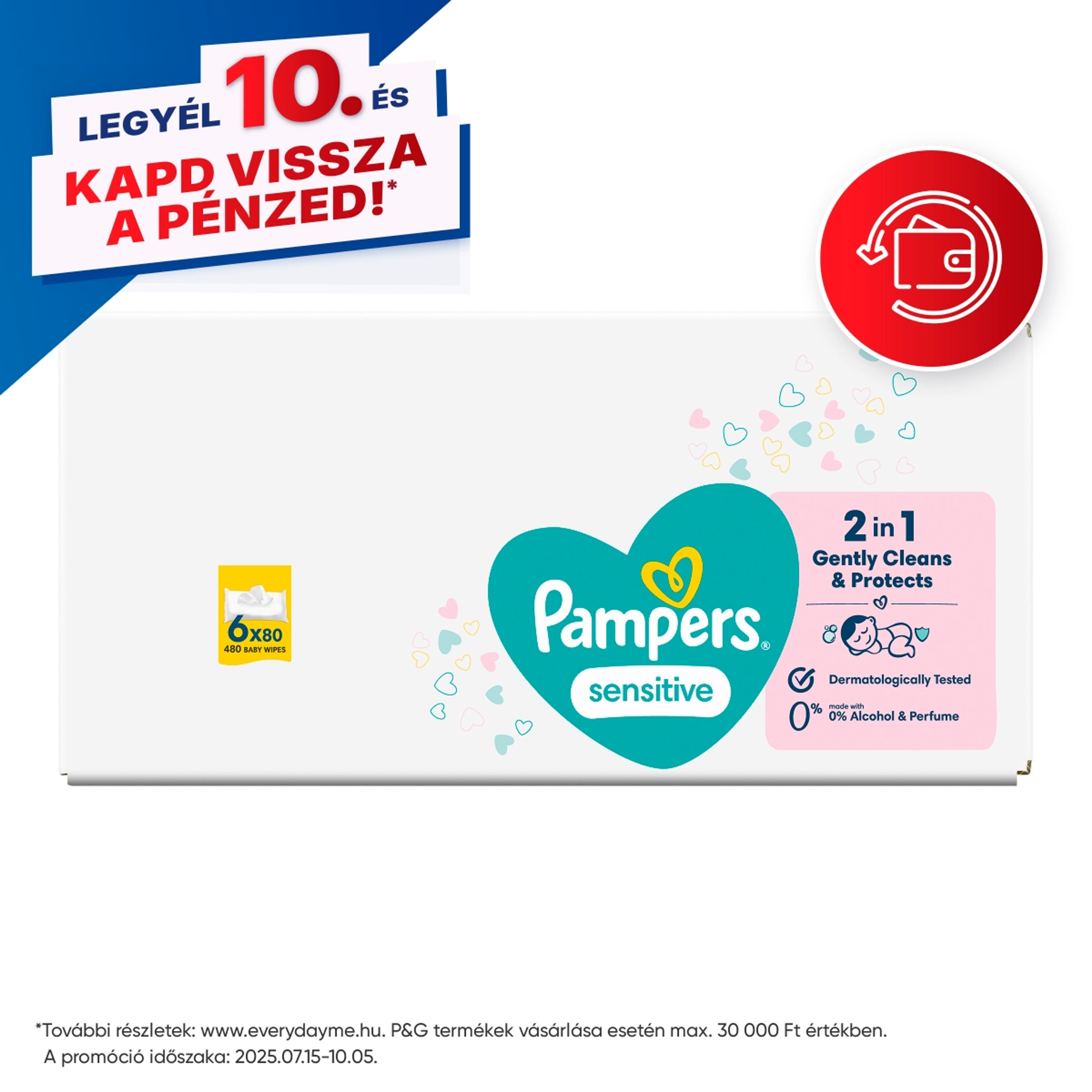 Pampers törlőkendő sensitive (6*80) - 480 db