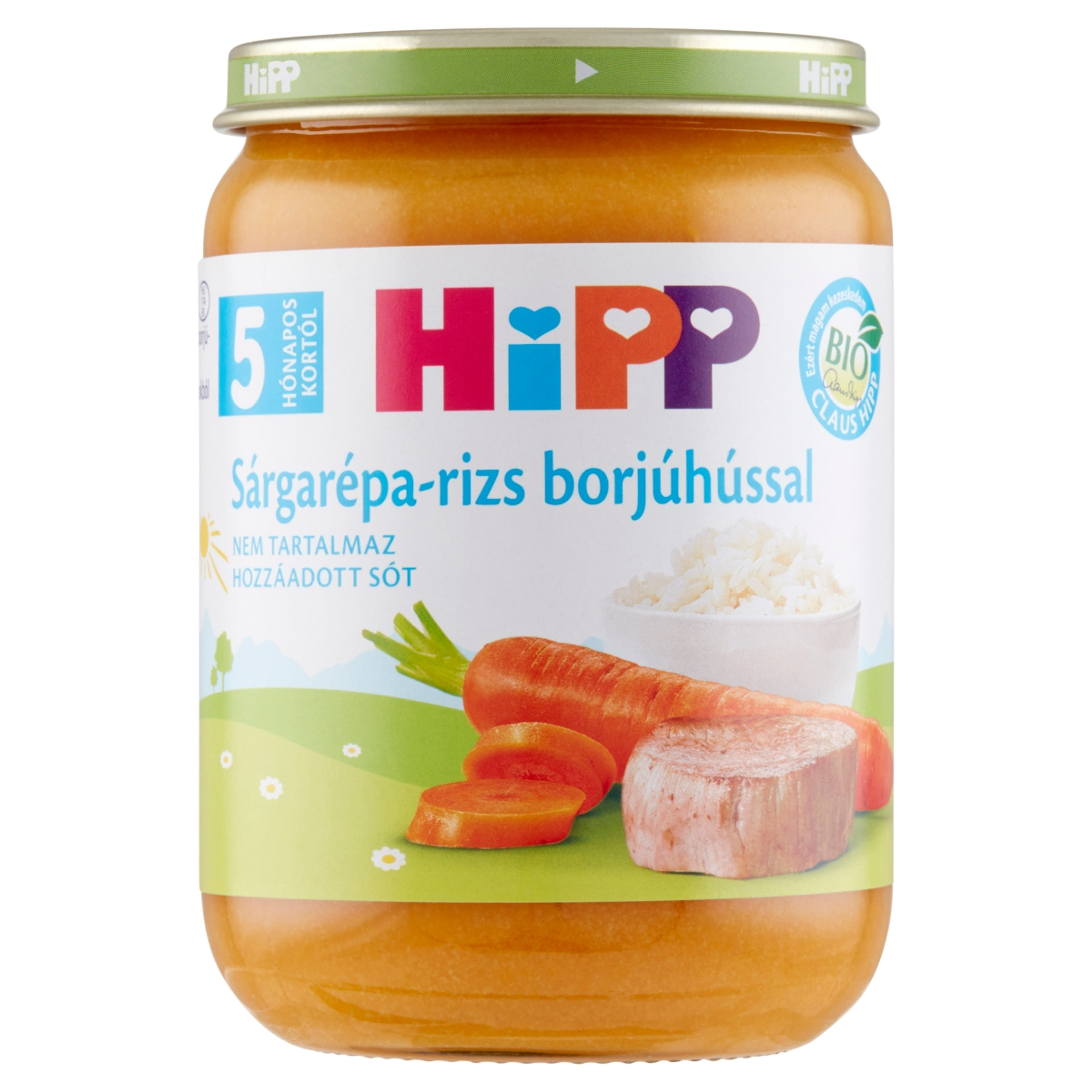 Hipp Bébiétel Sárgarépa Rizs Borjúhússal 5 Hónapos Kortól - 190 g-1