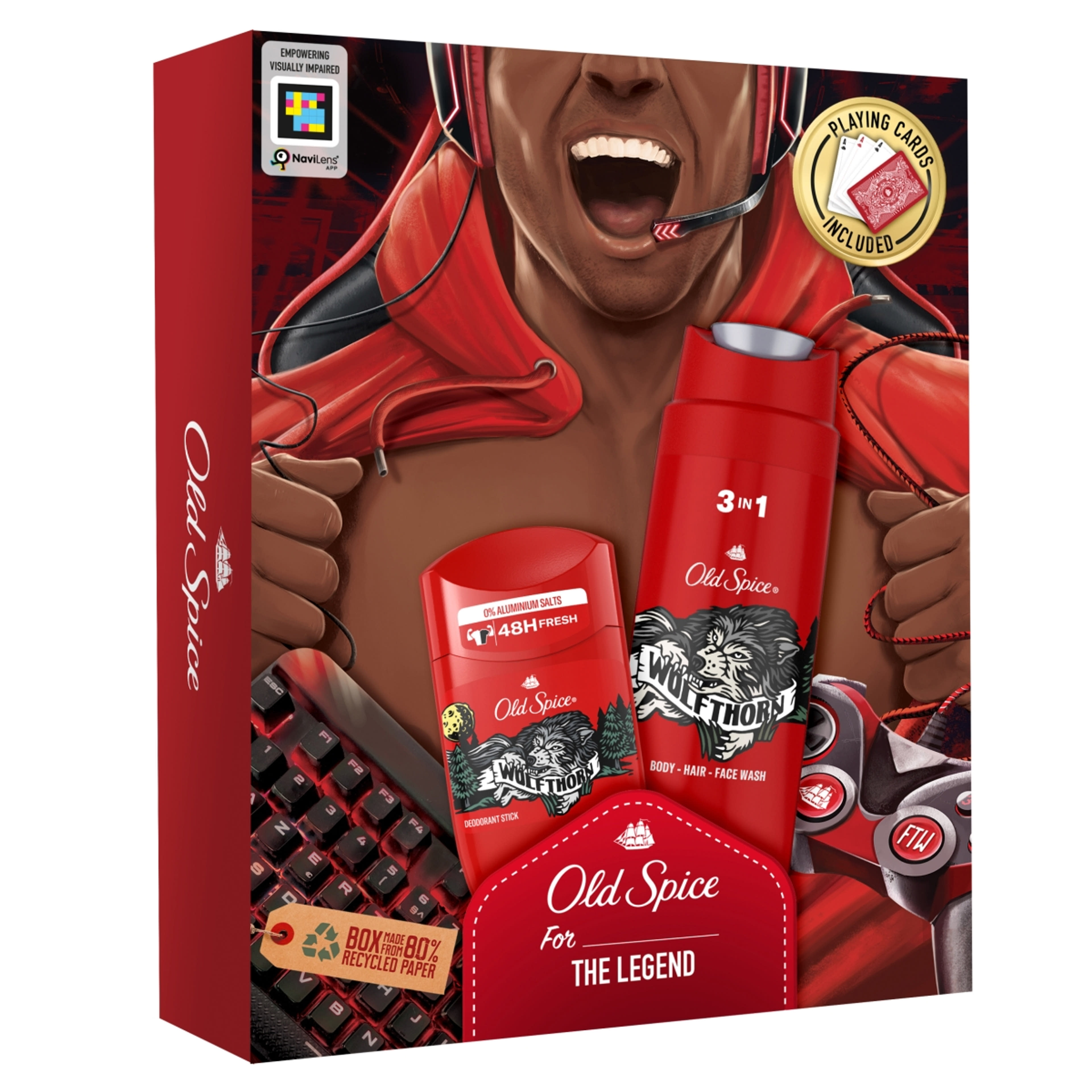Old Spice Gamer Wolfthorn ajándékcsomag játékkártyával - 1 db