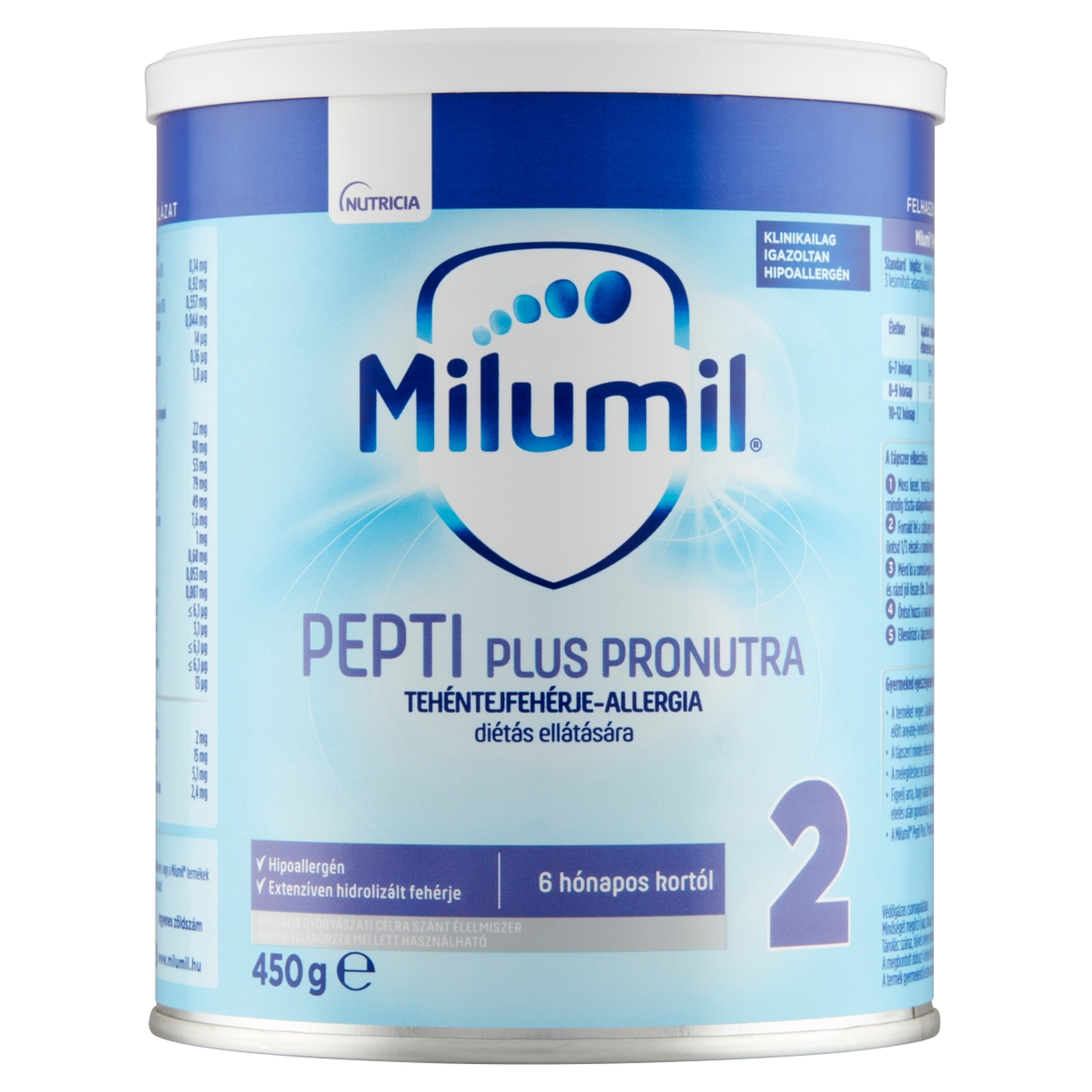 Milumil Pepti Plus 2 Pronutra speciális gyógyászati célra szánt élelmiszer 6 hónapos kortól - 450 g