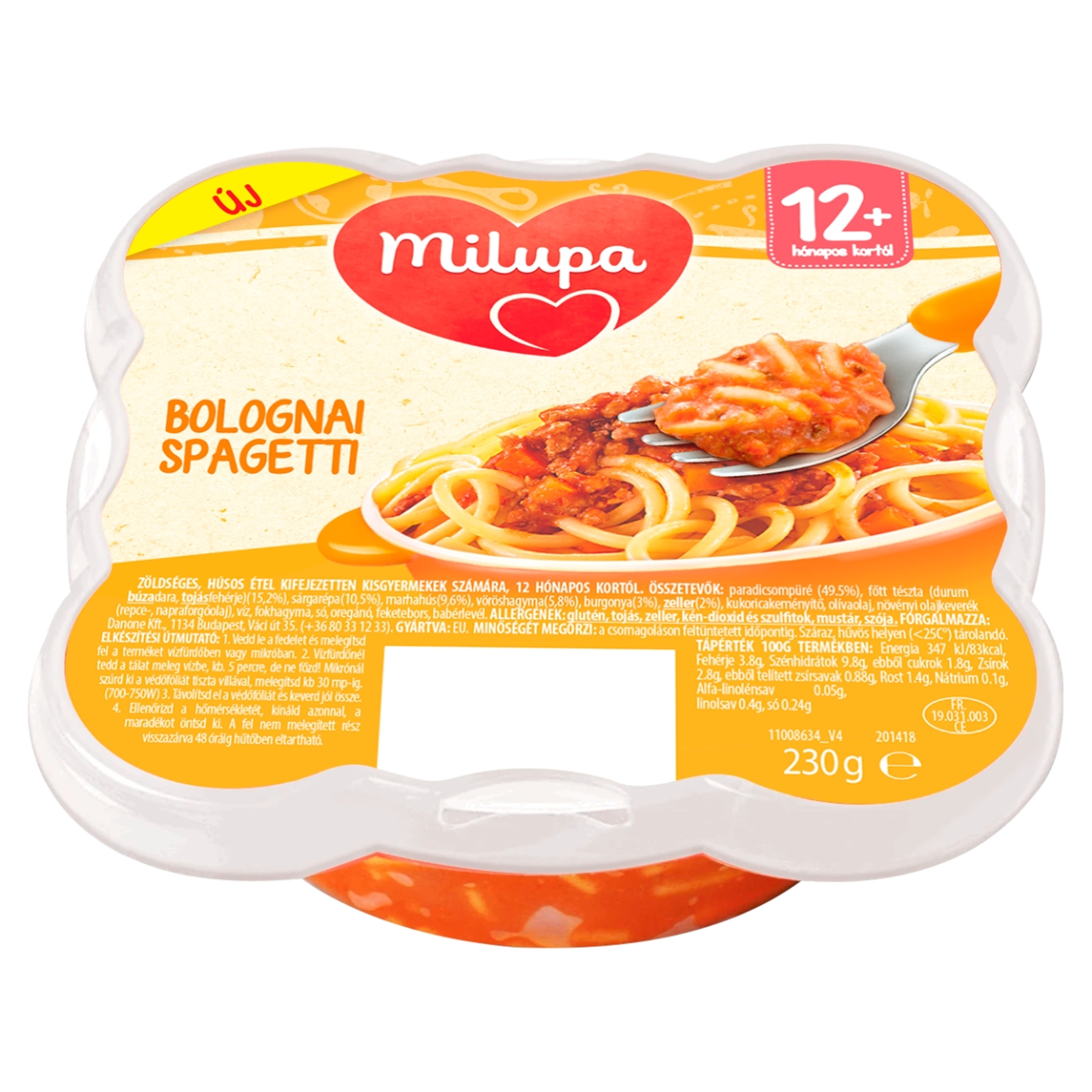 Milupa Bolognai spagetti 12 hónapos kortól - 230 g