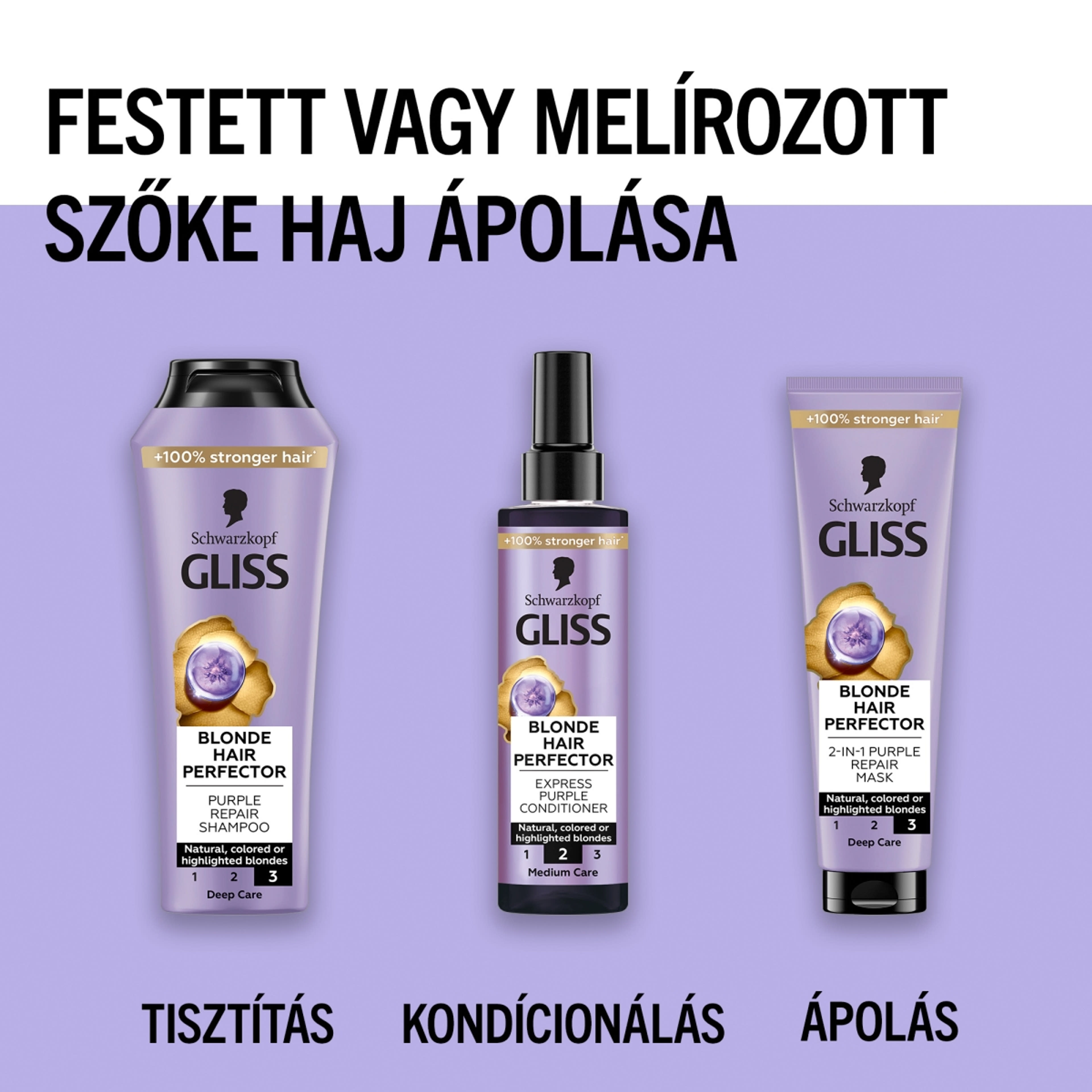 Gliss Blonde Hair Perfector Express lila hamvasító hajbalzsam - 200 ml-7