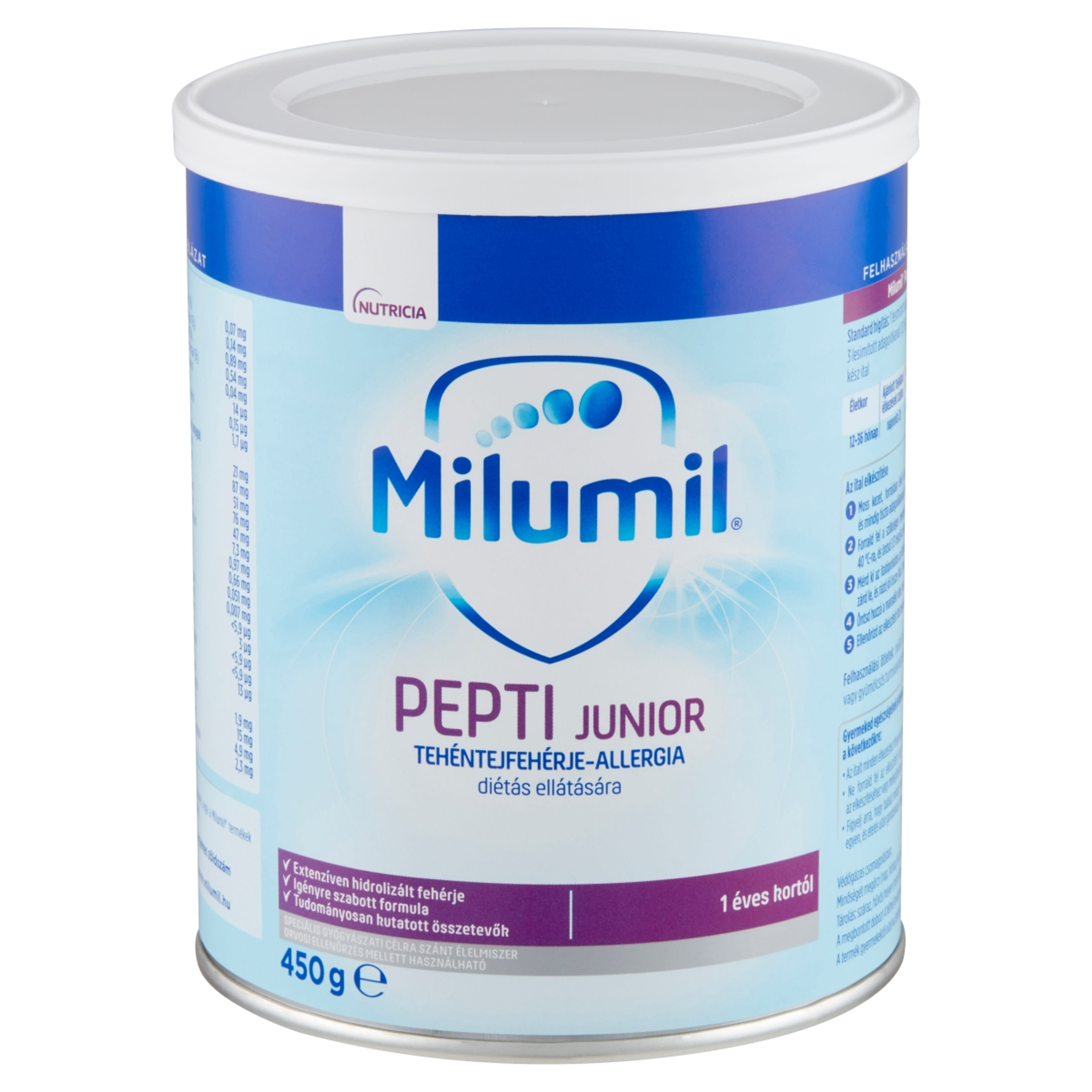 Milumil Pepti Junior speciális gyógyászati célra szánt élelmiszer 1 éves kortól - 450 g-2