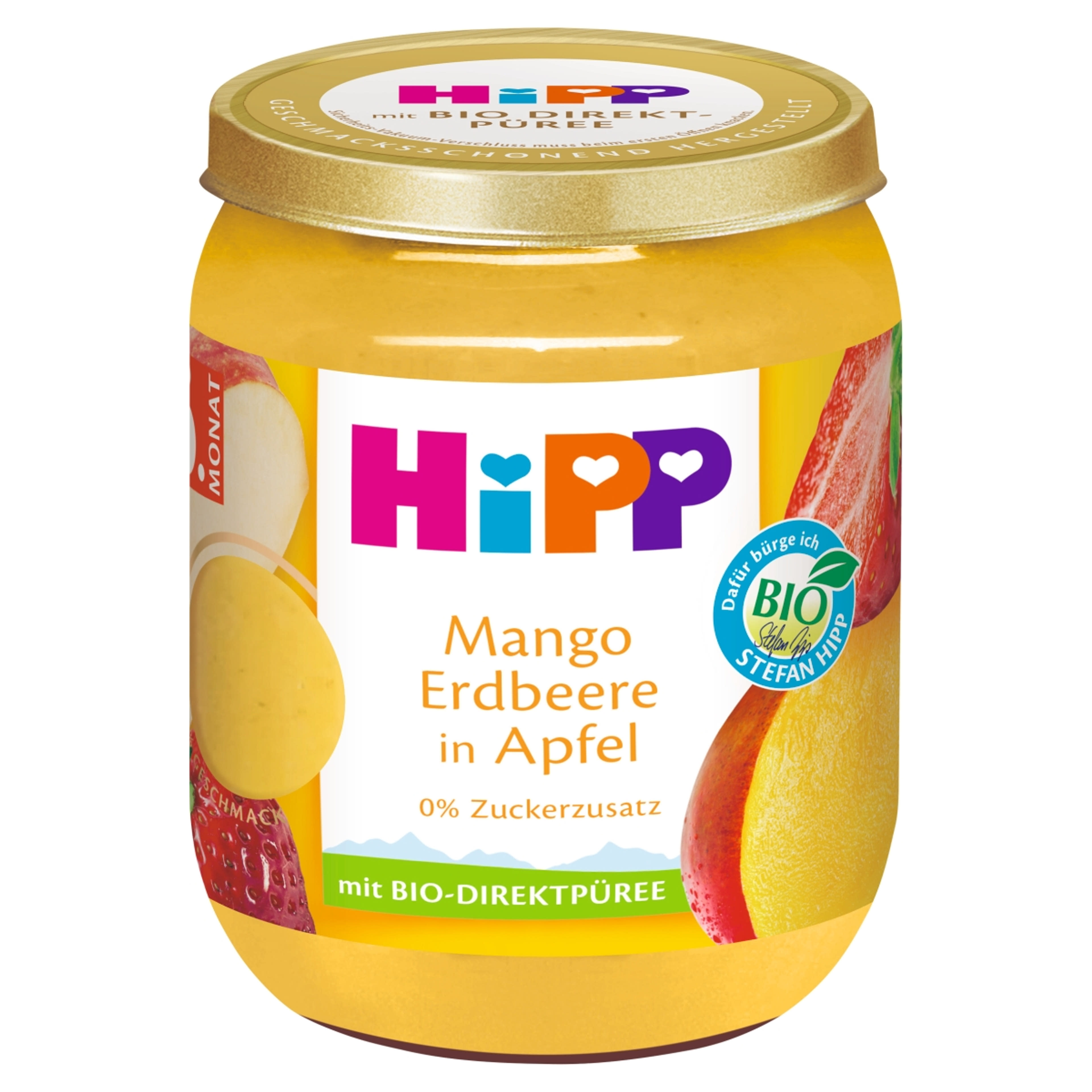 HiPP bio gyümölcskészítmény bébidesszert alma mangóval és eperrel 6 hónapos kortól - 160 g