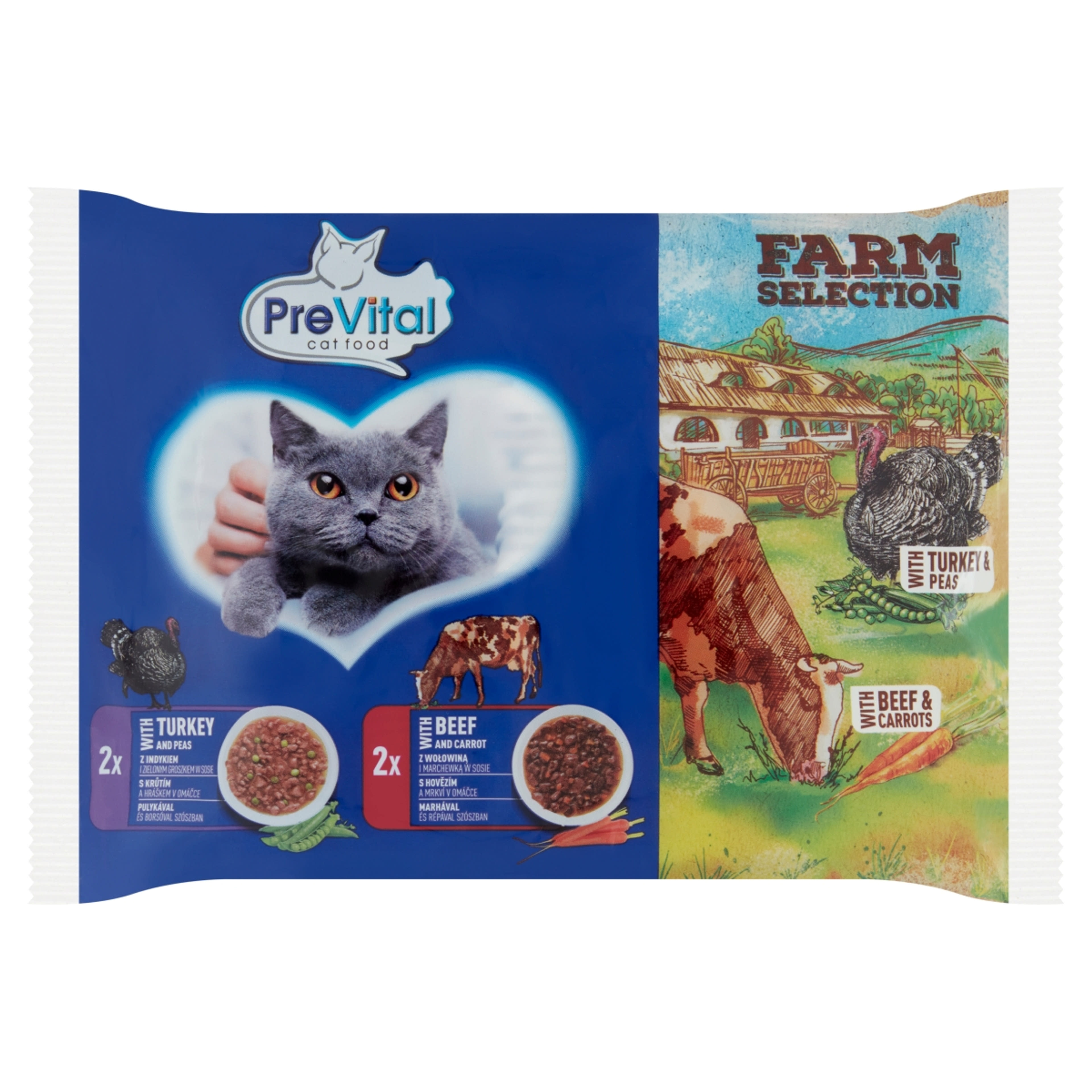 PreVital Farm Selection alutasak felnőtt macskák számára 4 x 85 g - 340 g