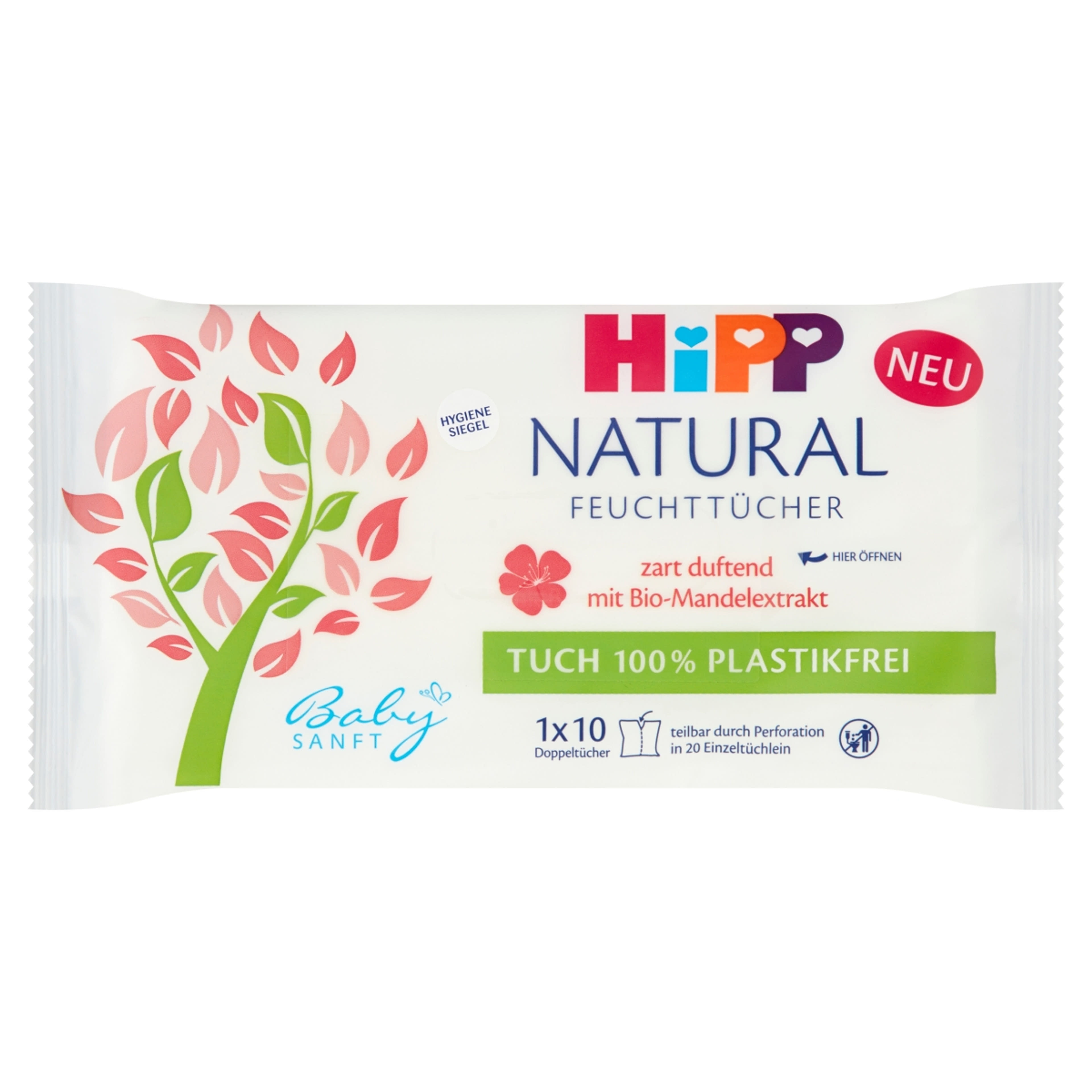 Hipp Babysanft Natural illatosított törlőkendő - 10 db