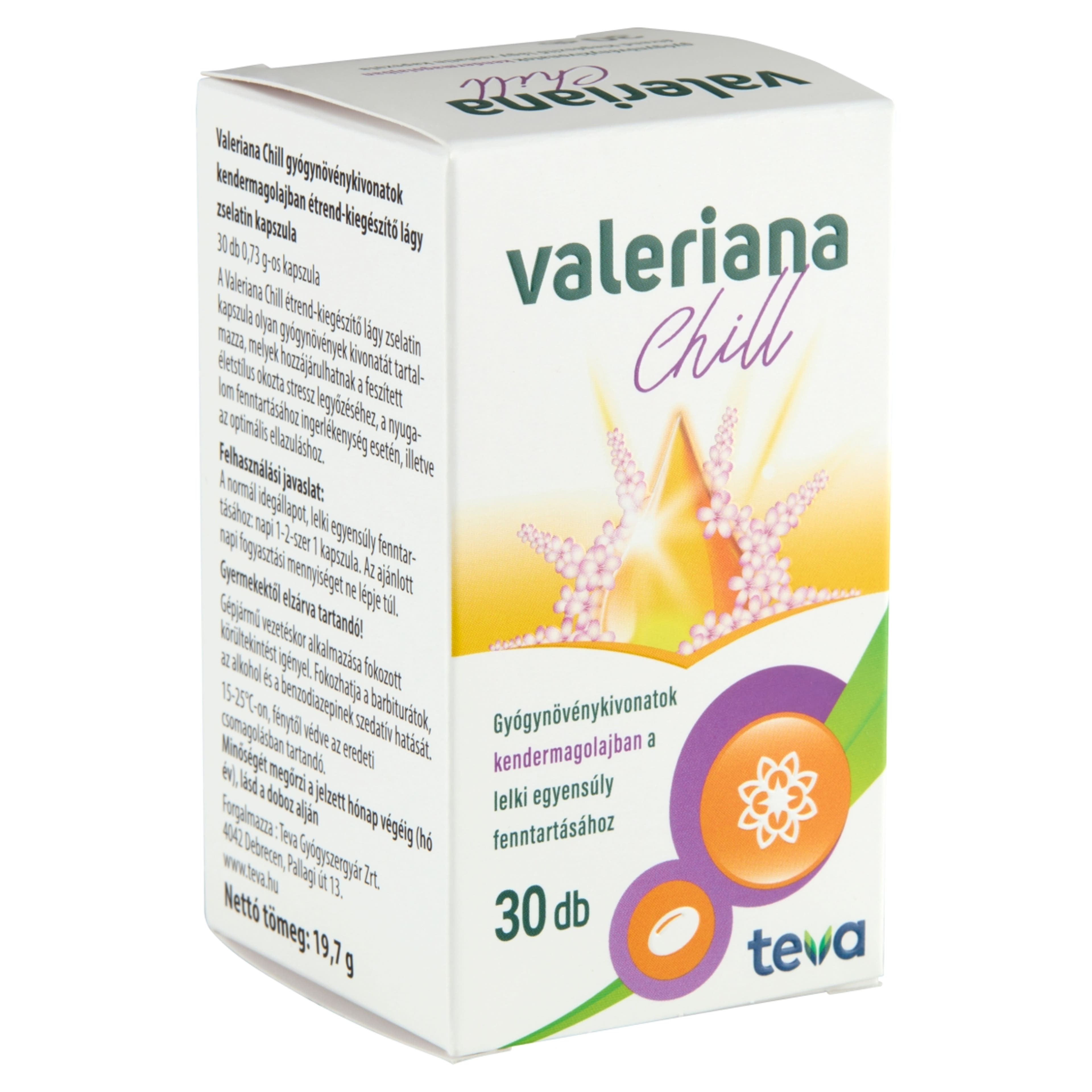 Valeriana Chill gyógynövénykivonatok kendermagolajban étrend-kiegészítő kapszula - 30 db-2