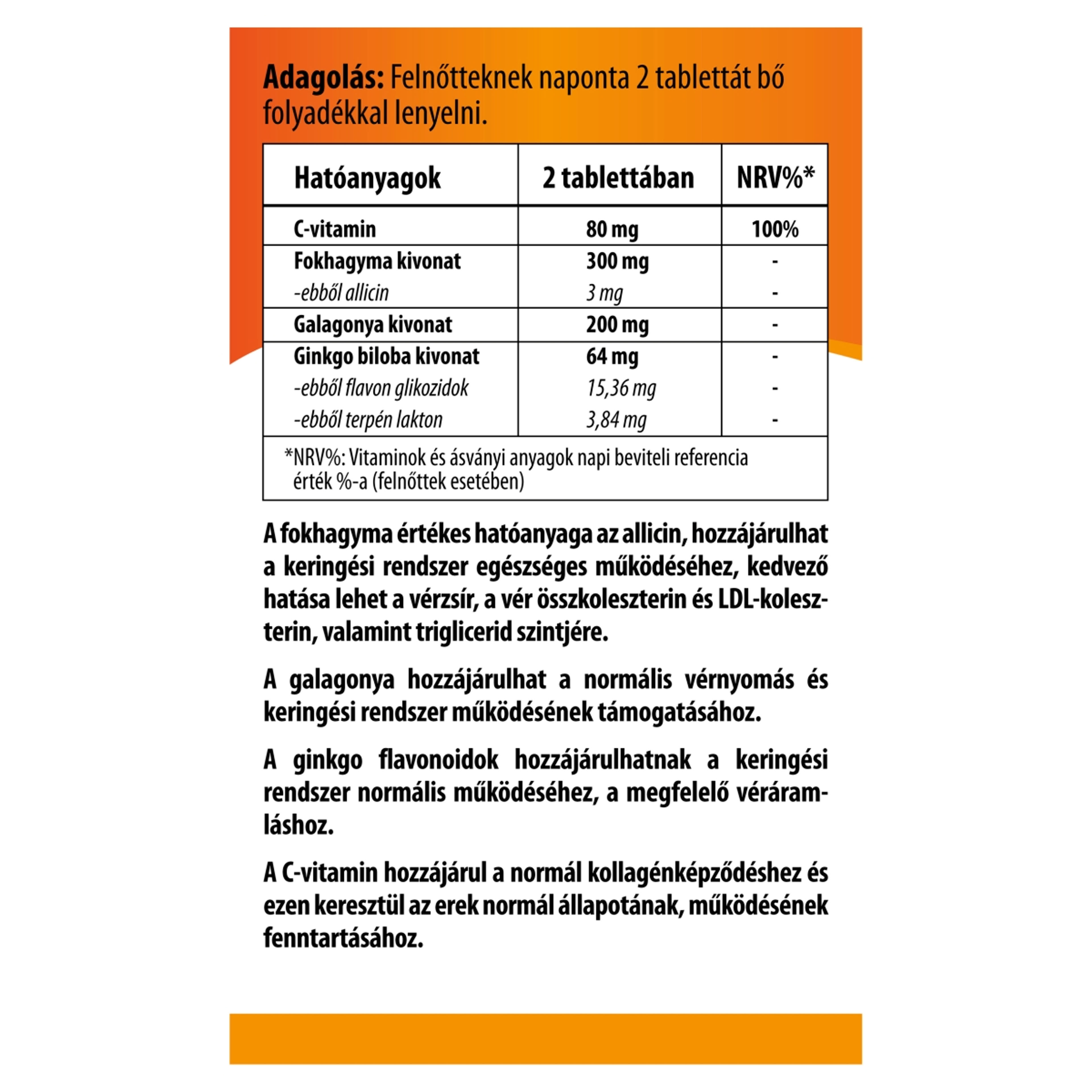 BioCo Fokhagyma+ Galagonya+ Ginko Biloba Kapszula - 60 db-3