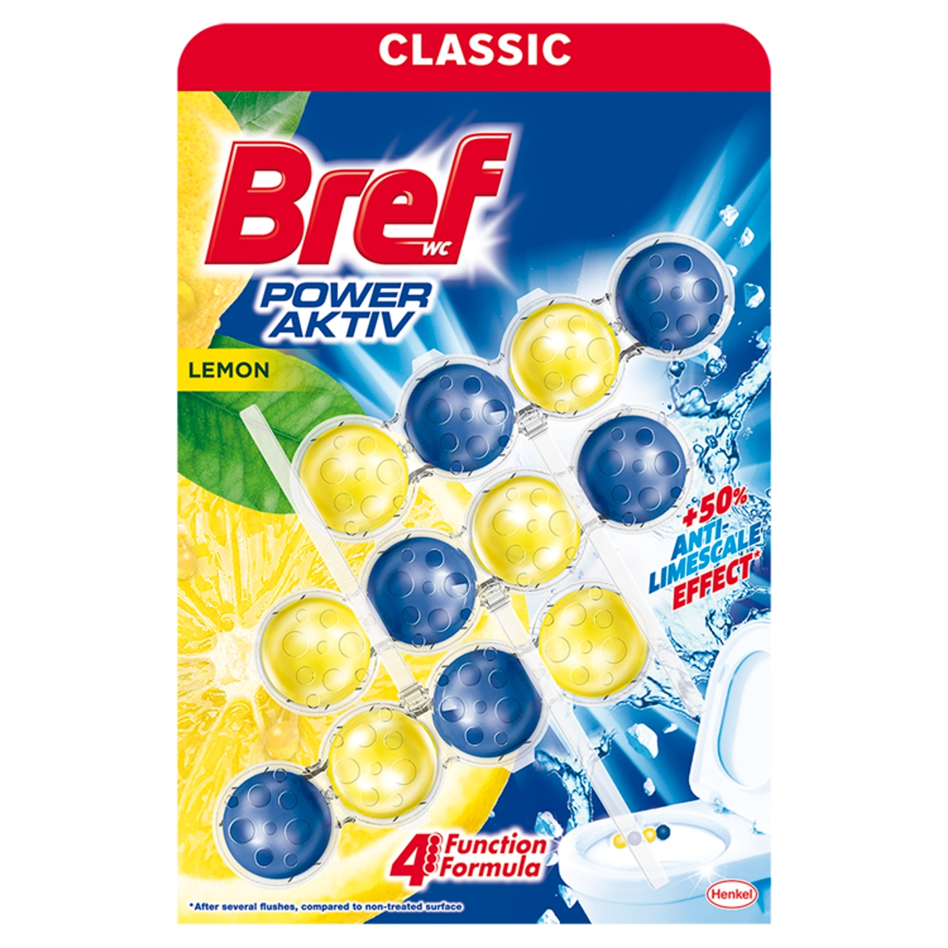 Bref Power Aktiv Lemon WC illatosító (3x50 g) - 150 g