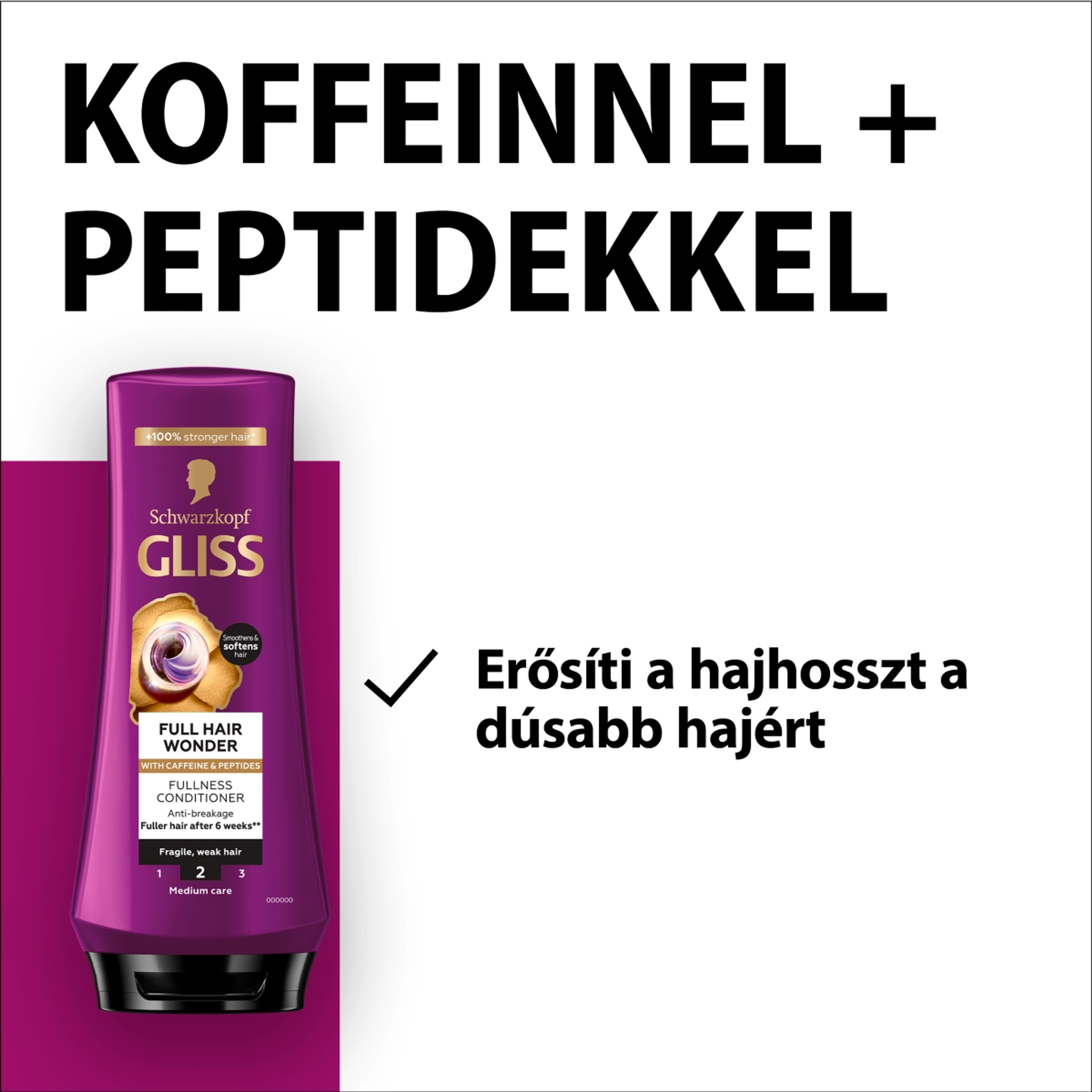 Gliss Full Hair Wonder dúsító hajbalzsam koffeinnel + peptidekkel - 200 ml-3