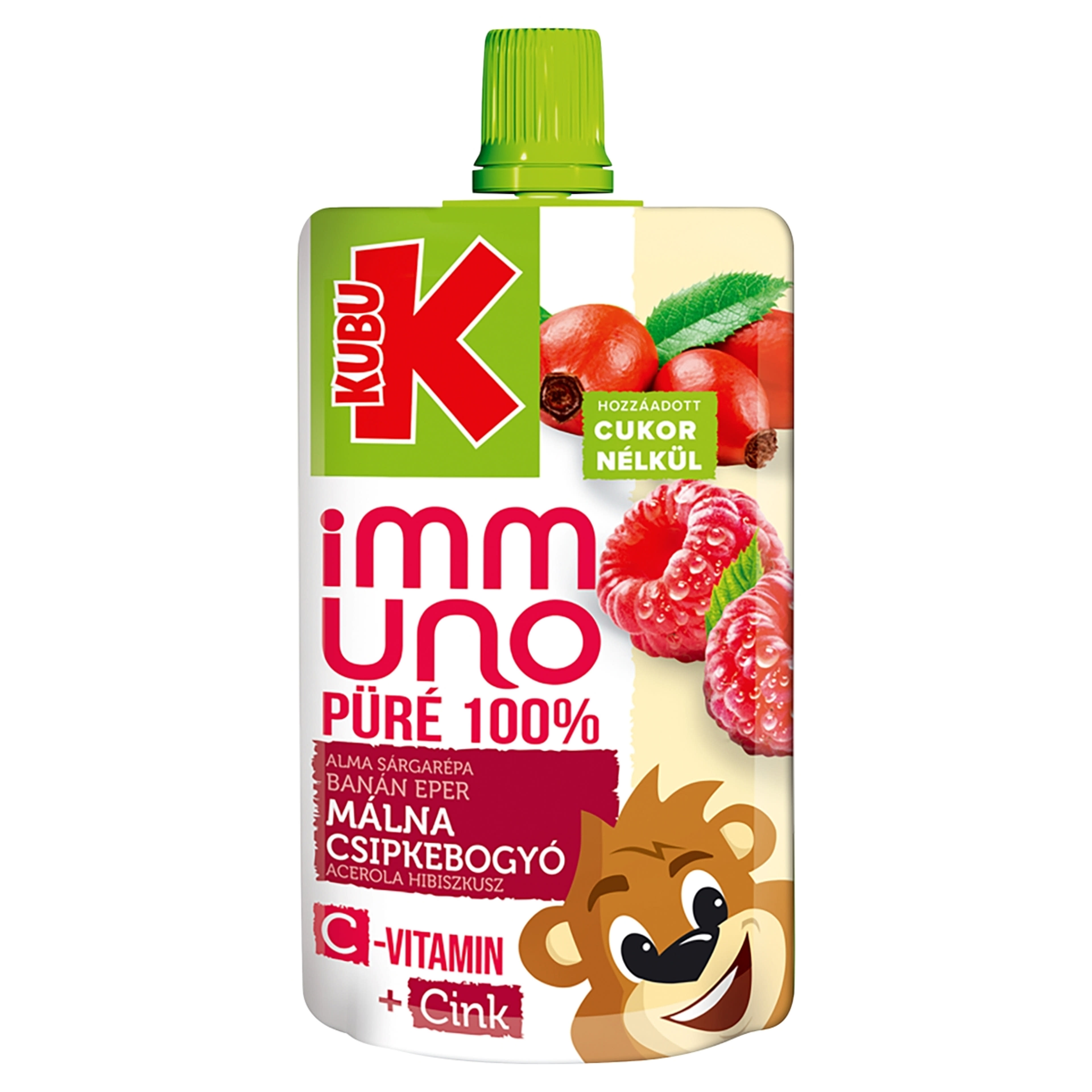 Kubu Immuno alma-banán-eper-sárgarépa gyümölcs- és zöldségpüré - 100 g