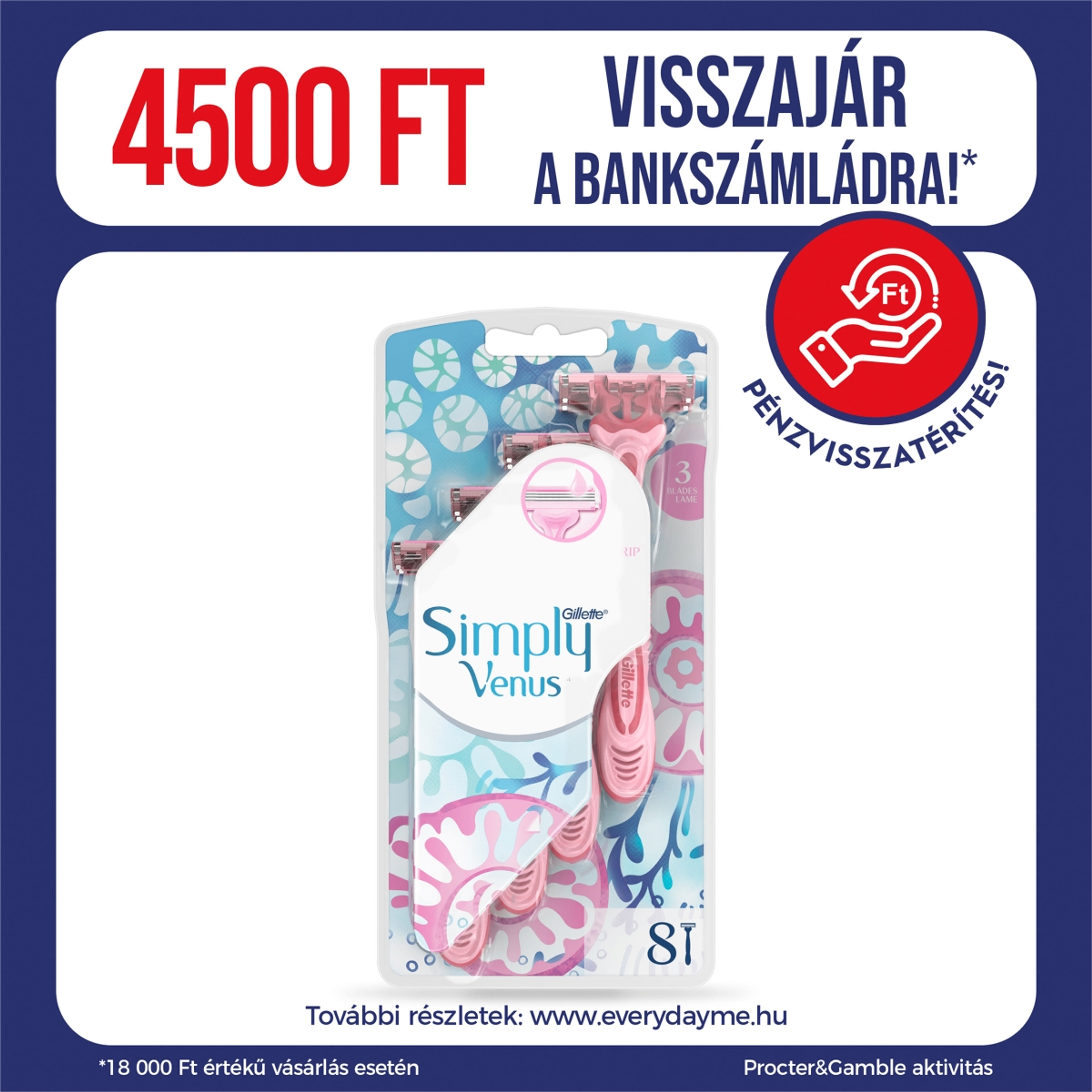 Gillette Simply Venus3 női eldobható borotva 3 pengés - 8 db