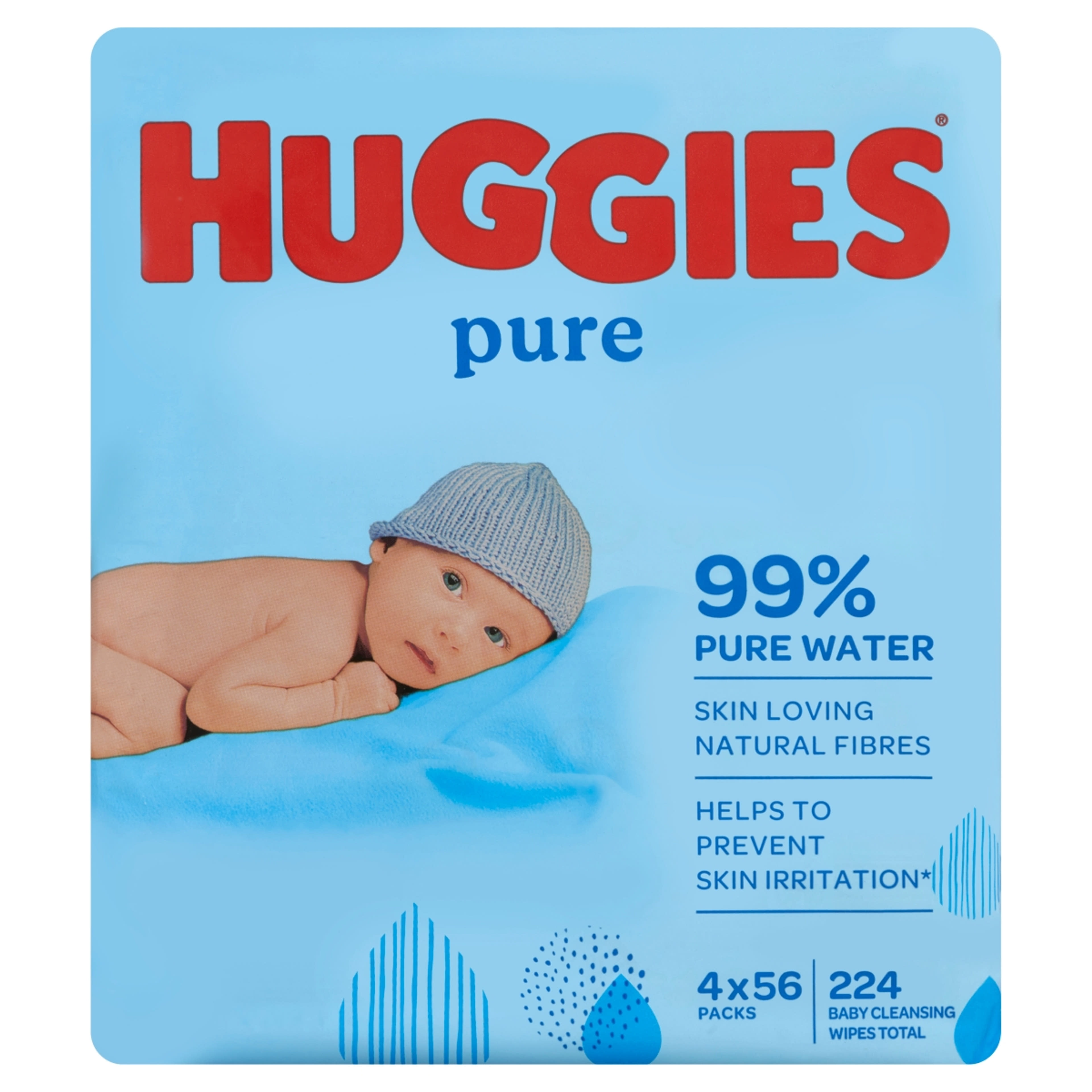 Huggies Pure nedves törlőkendő (4x56 db) - 224 db