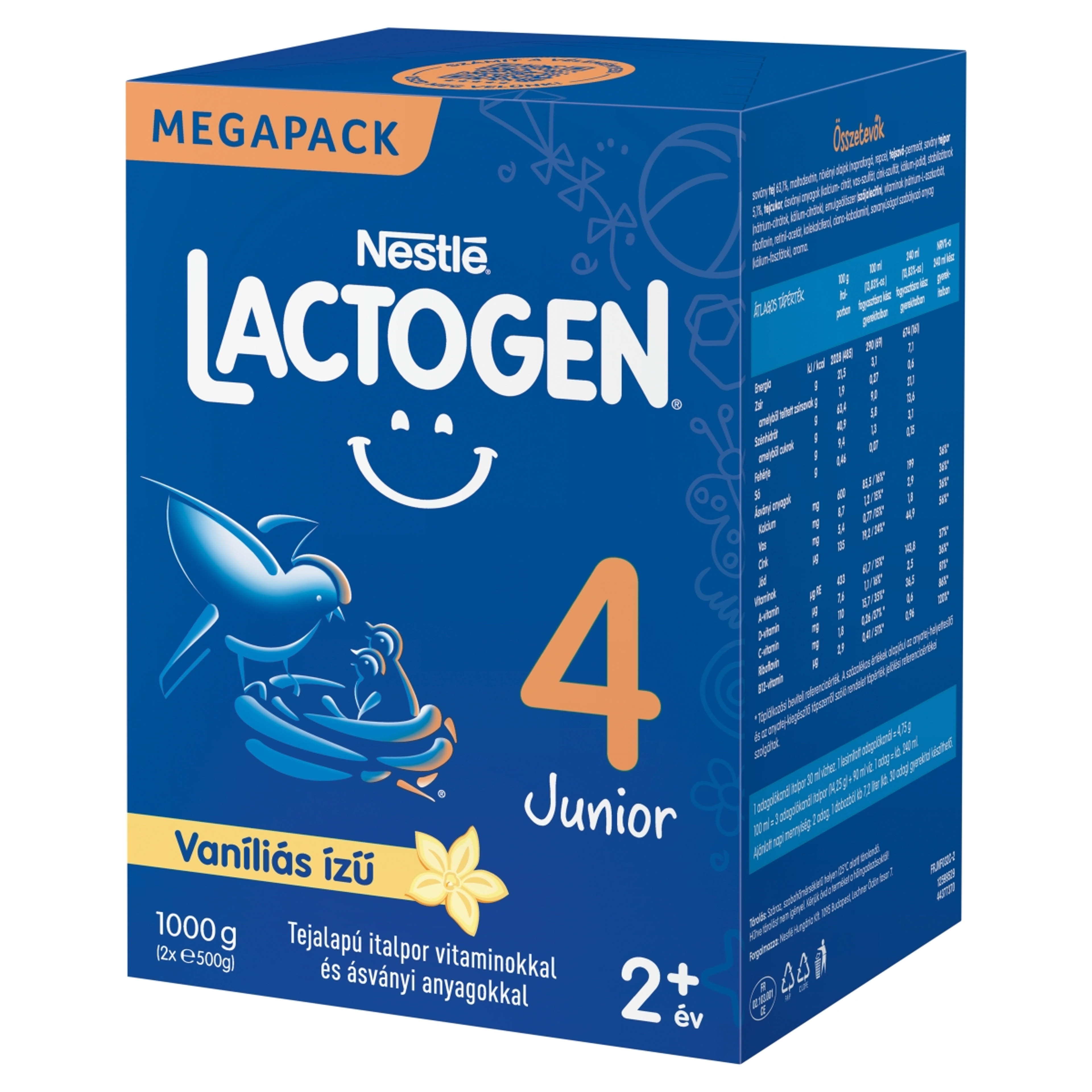 Lactogen 4 Junior vaníliás ízű tejalapú italpor 2 éves kortól 2x500 g - 1000 g-2
