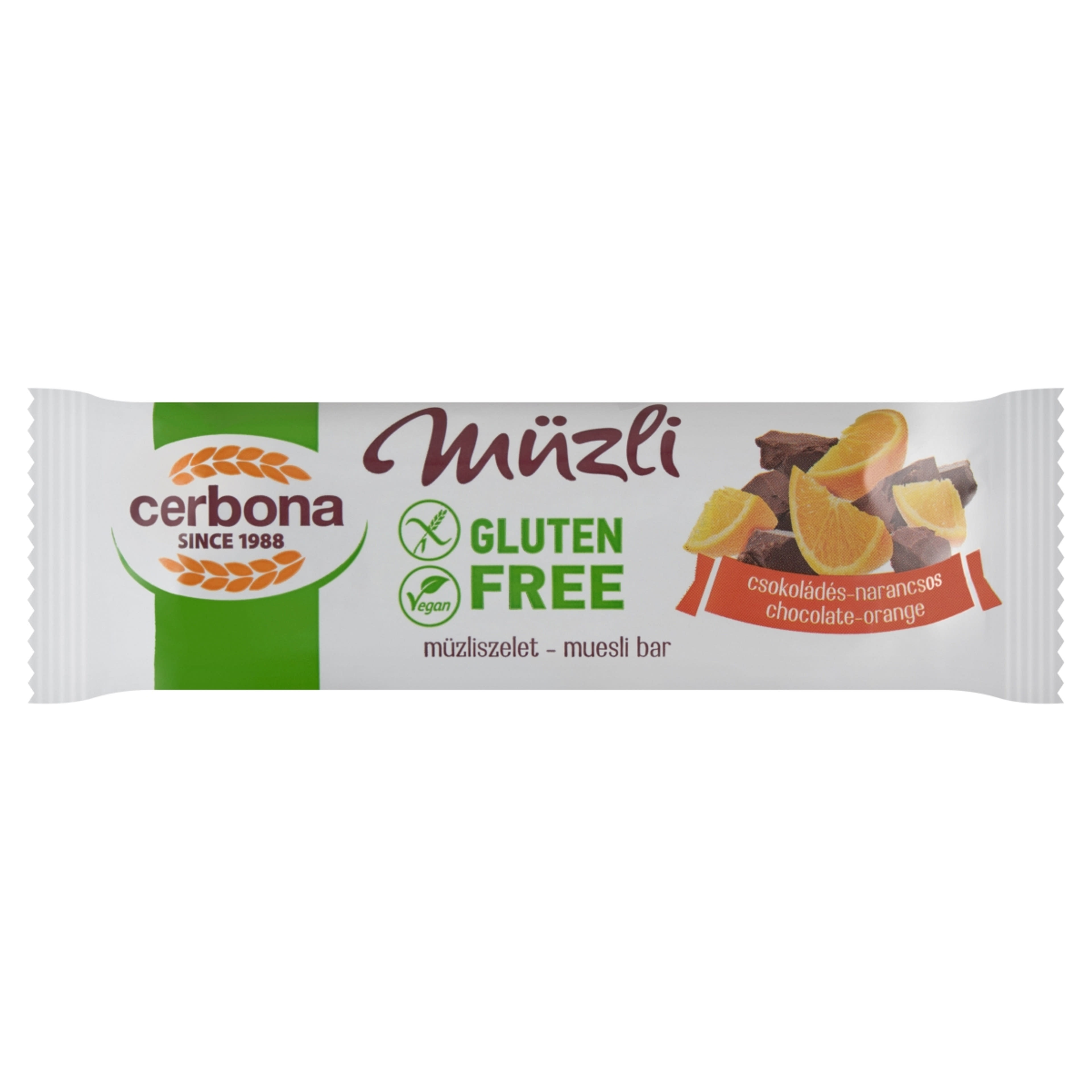 Cerbona gluténmentes csokoládés, narancsos szelet - 35 g-1