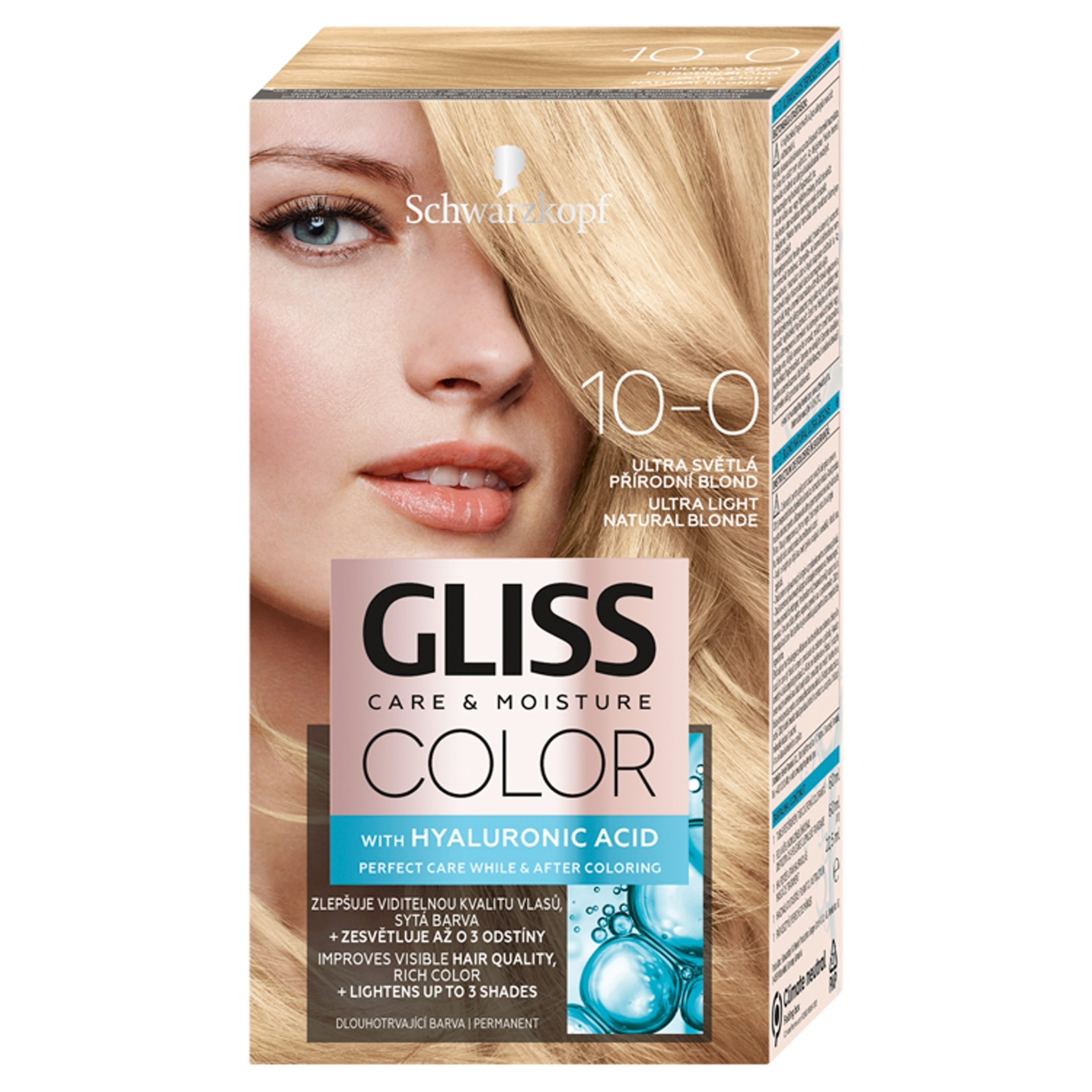 Schwarzkopf Gliss Color tartós hajfesték, 10-0 ultravilágos természetes szőke - 1 db