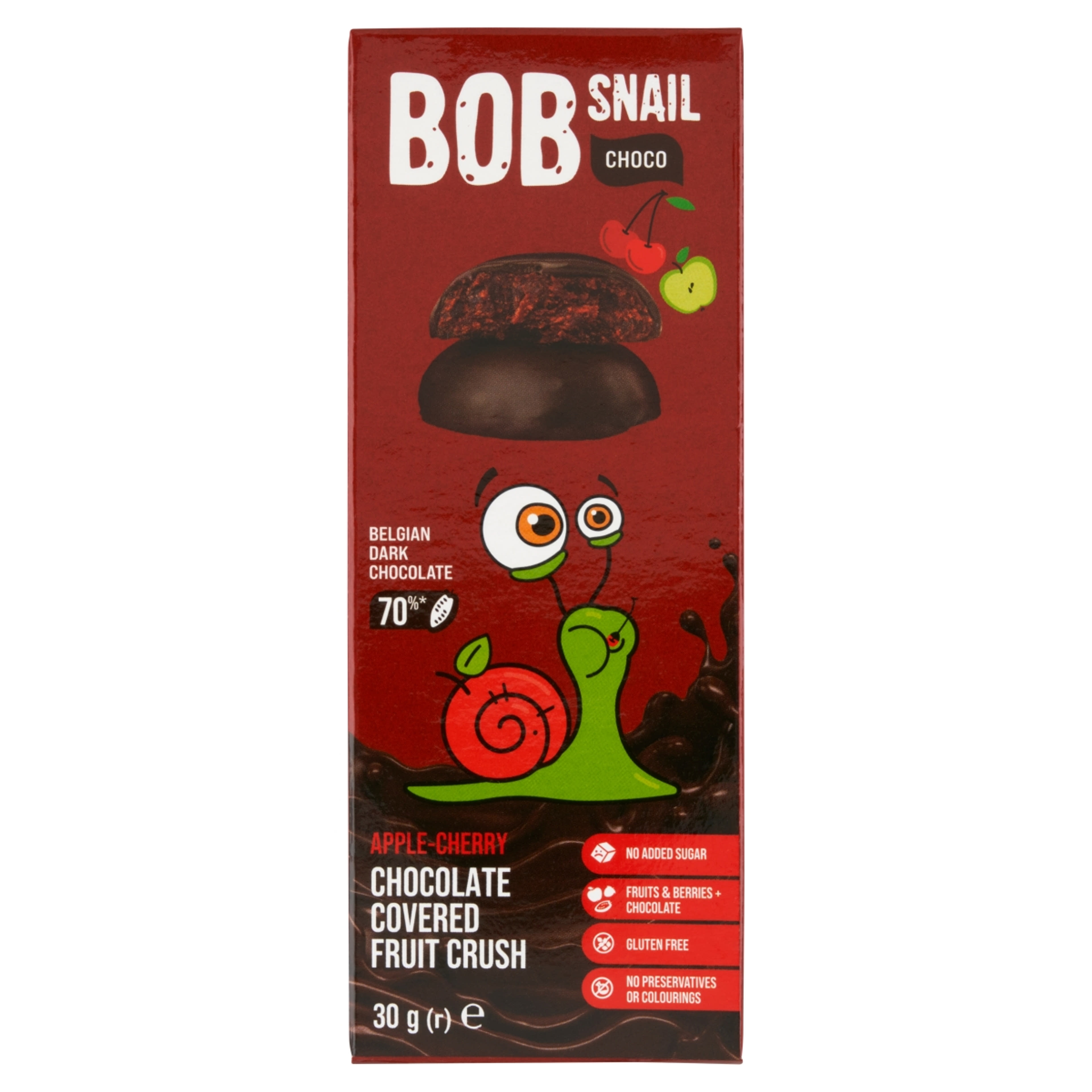 Bob Snail gyümölcs snack étcsokoládé, alma, meggy - 30 g-1