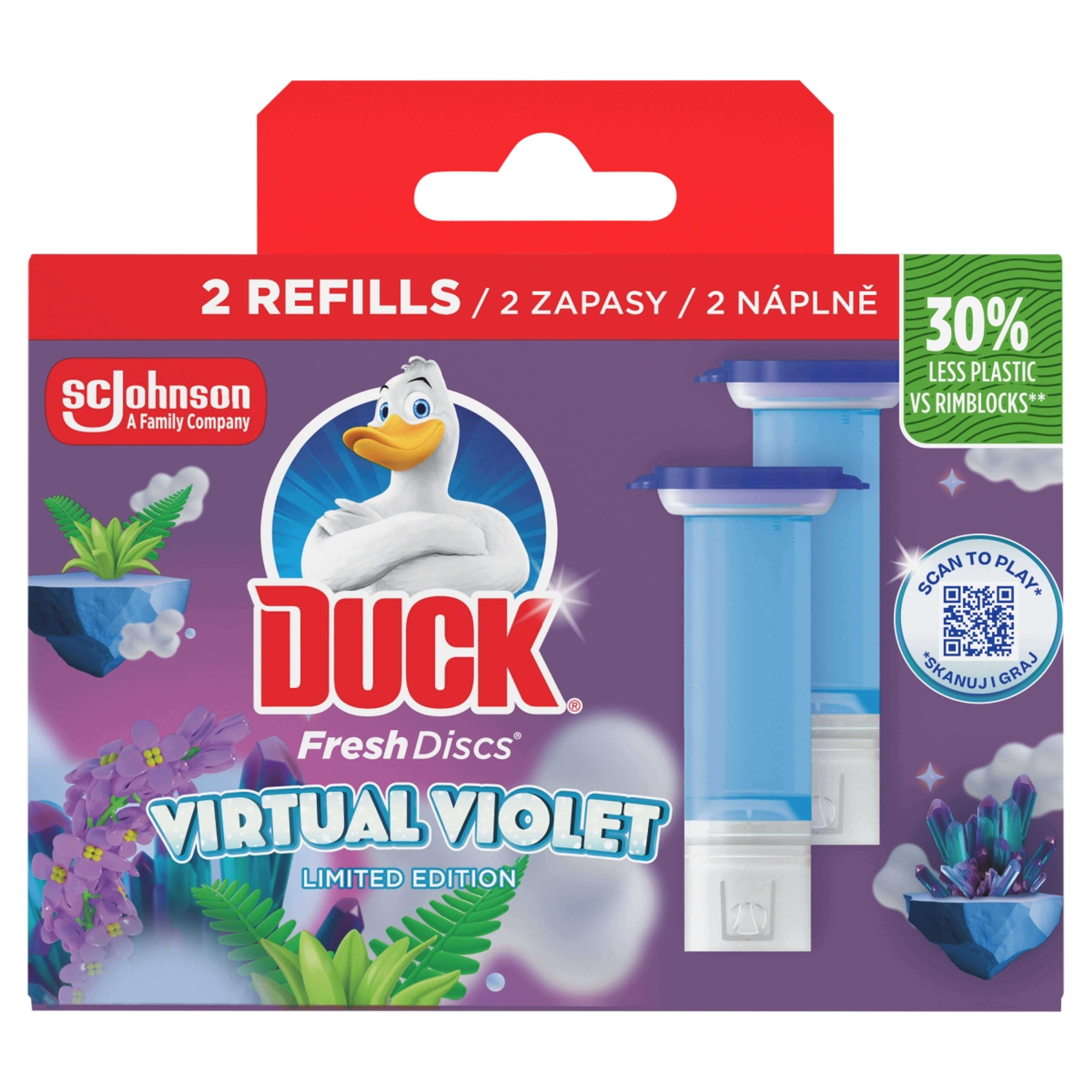 Duck Fresh Discs Virtual Violet WC-öblítő korong utántöltő 2 x 36 ml - 72 ml