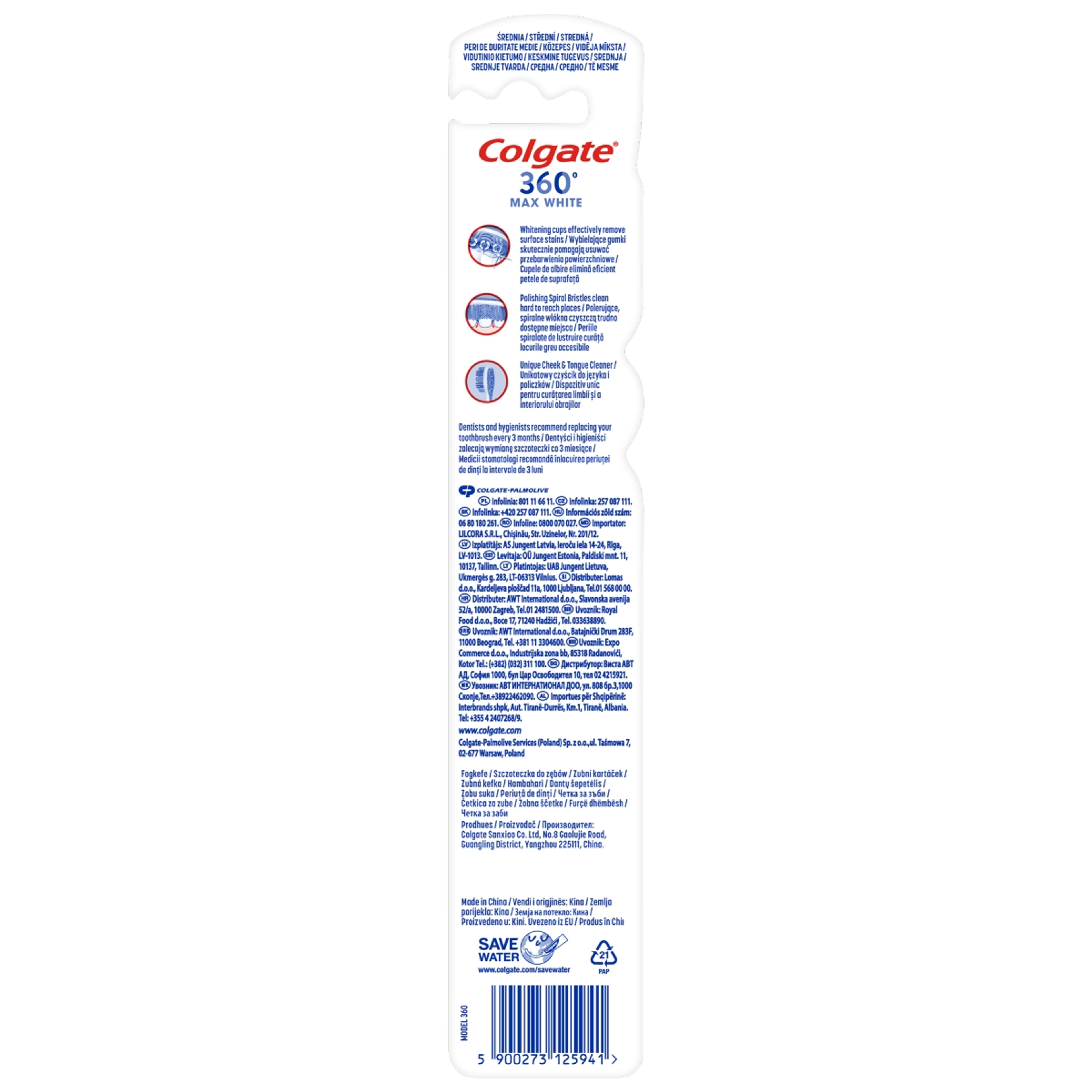 Colgate 360 Max White One Medium fogkefe - 1 db-2