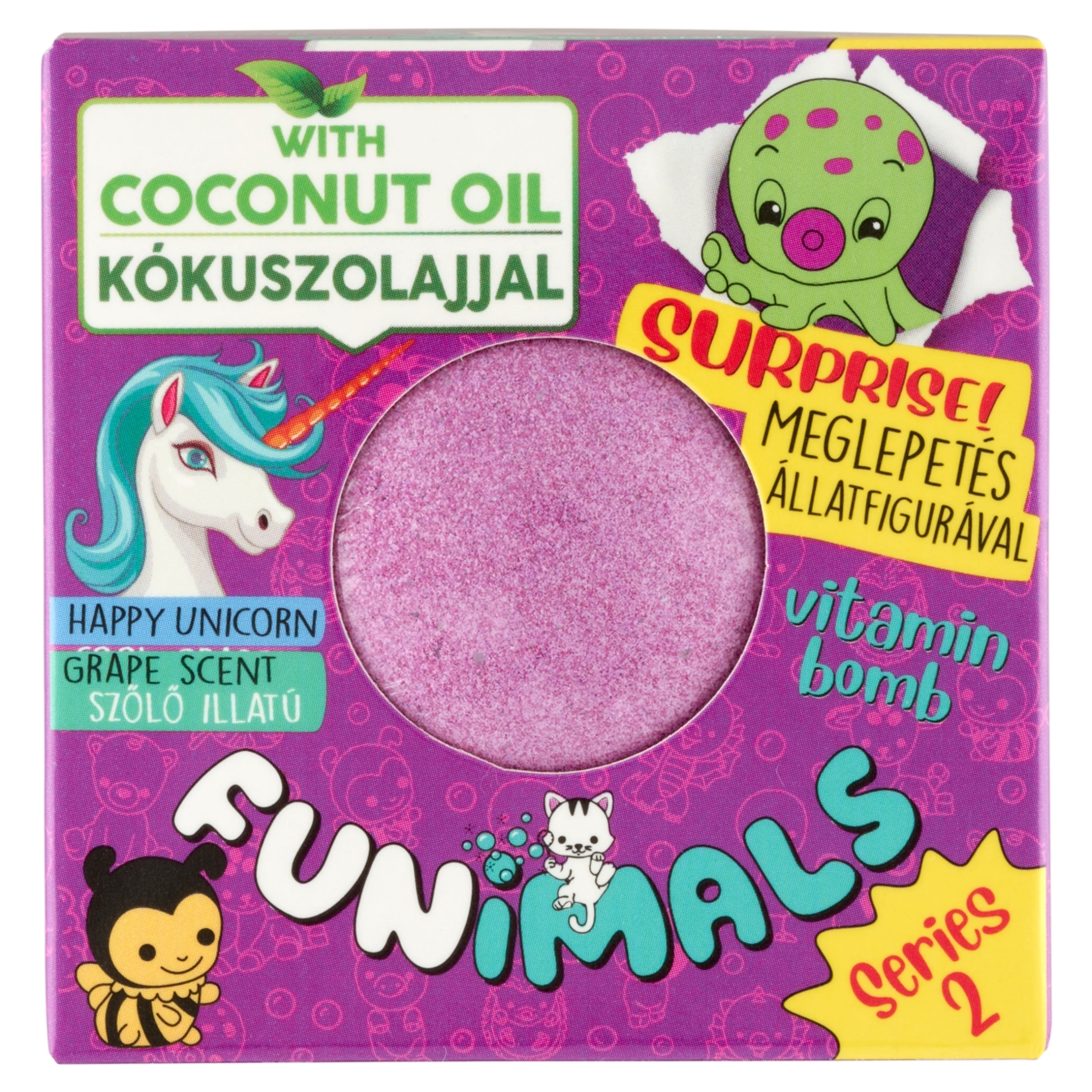 Funimals fürdőgolyó meglepetéssel, lila szőlő - 100 g-1