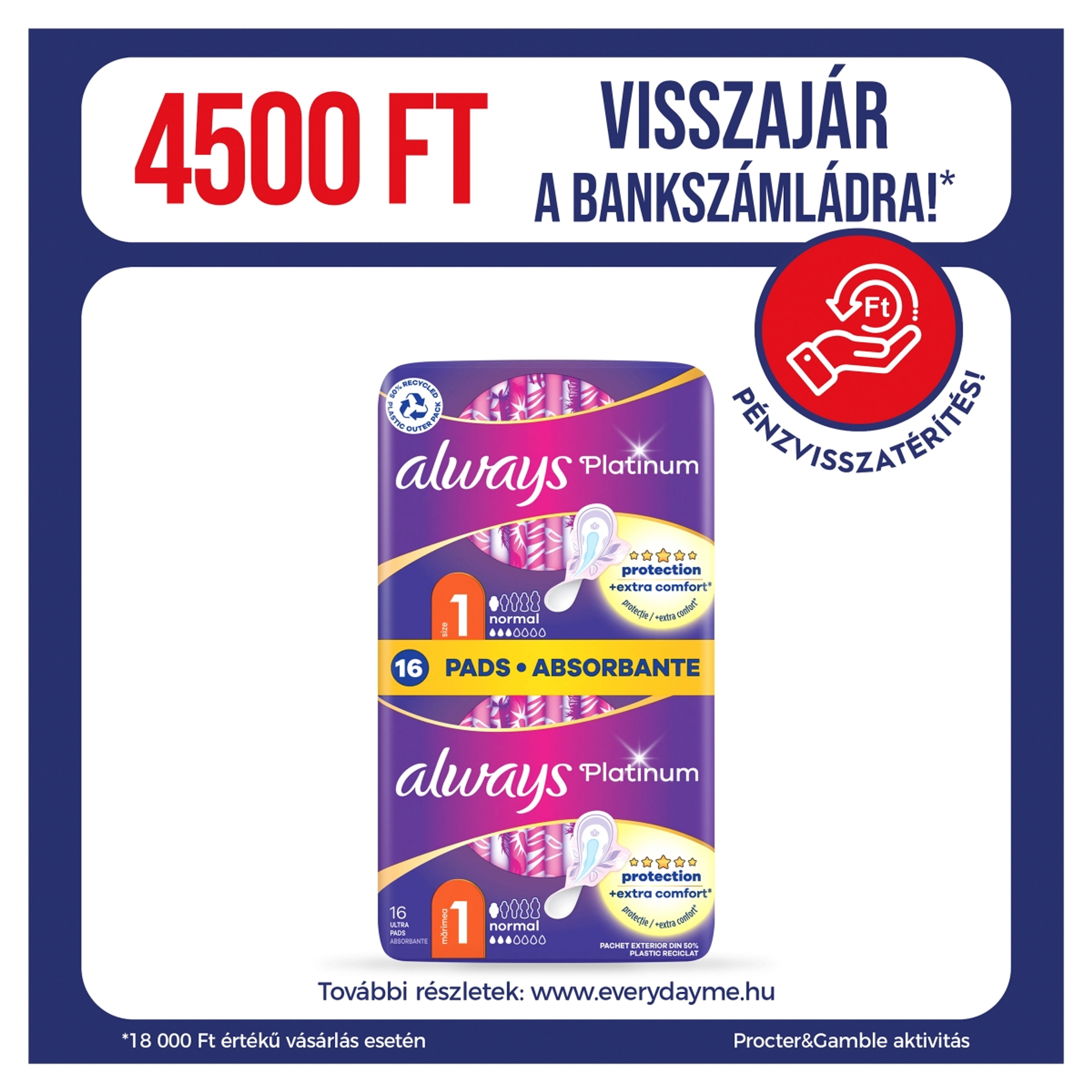 Always Platinum Duo Pack normál egészségügyi betét - 16 db