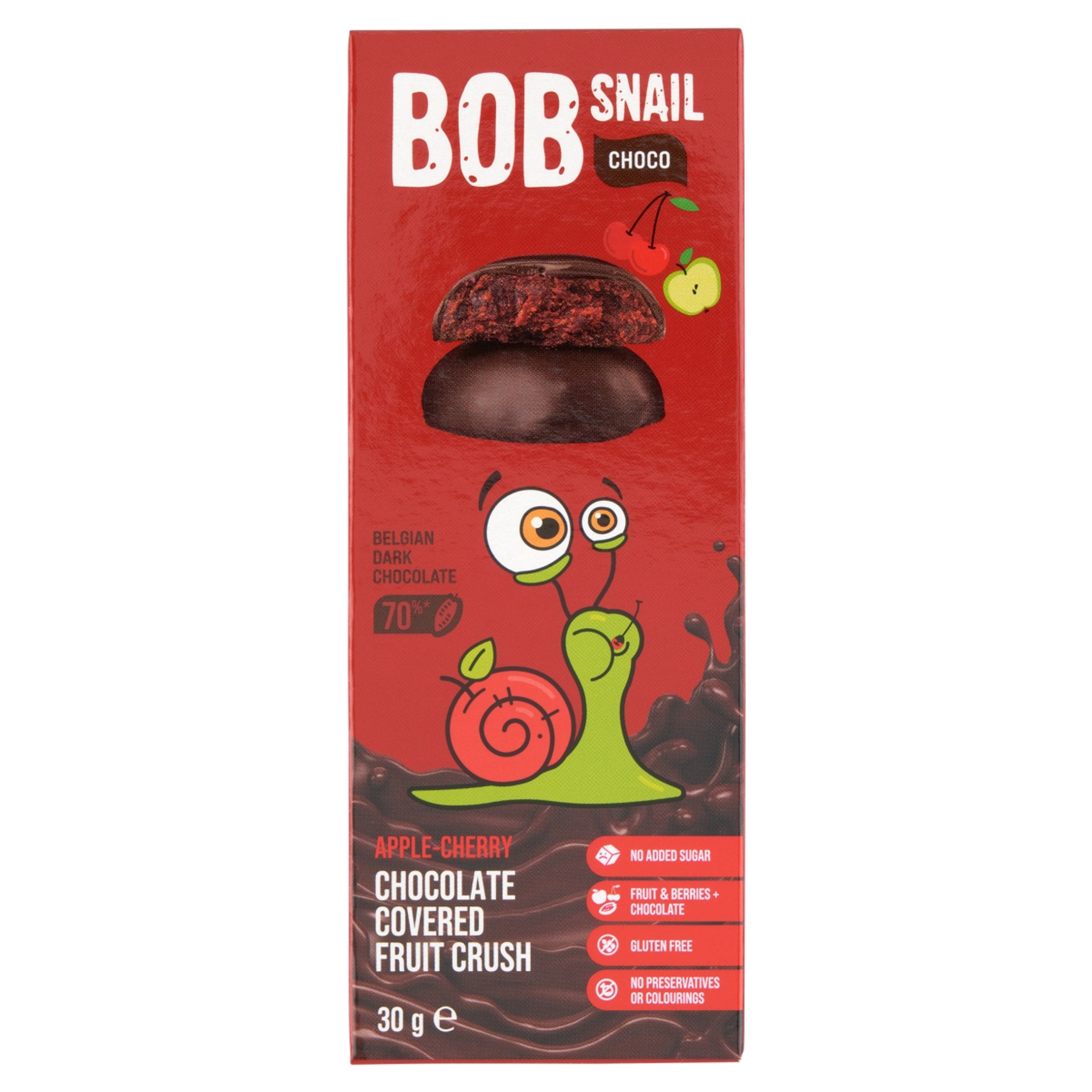 Bob Snail gyümölcs snack étcsokoládé, alma, meggy - 30 g-1