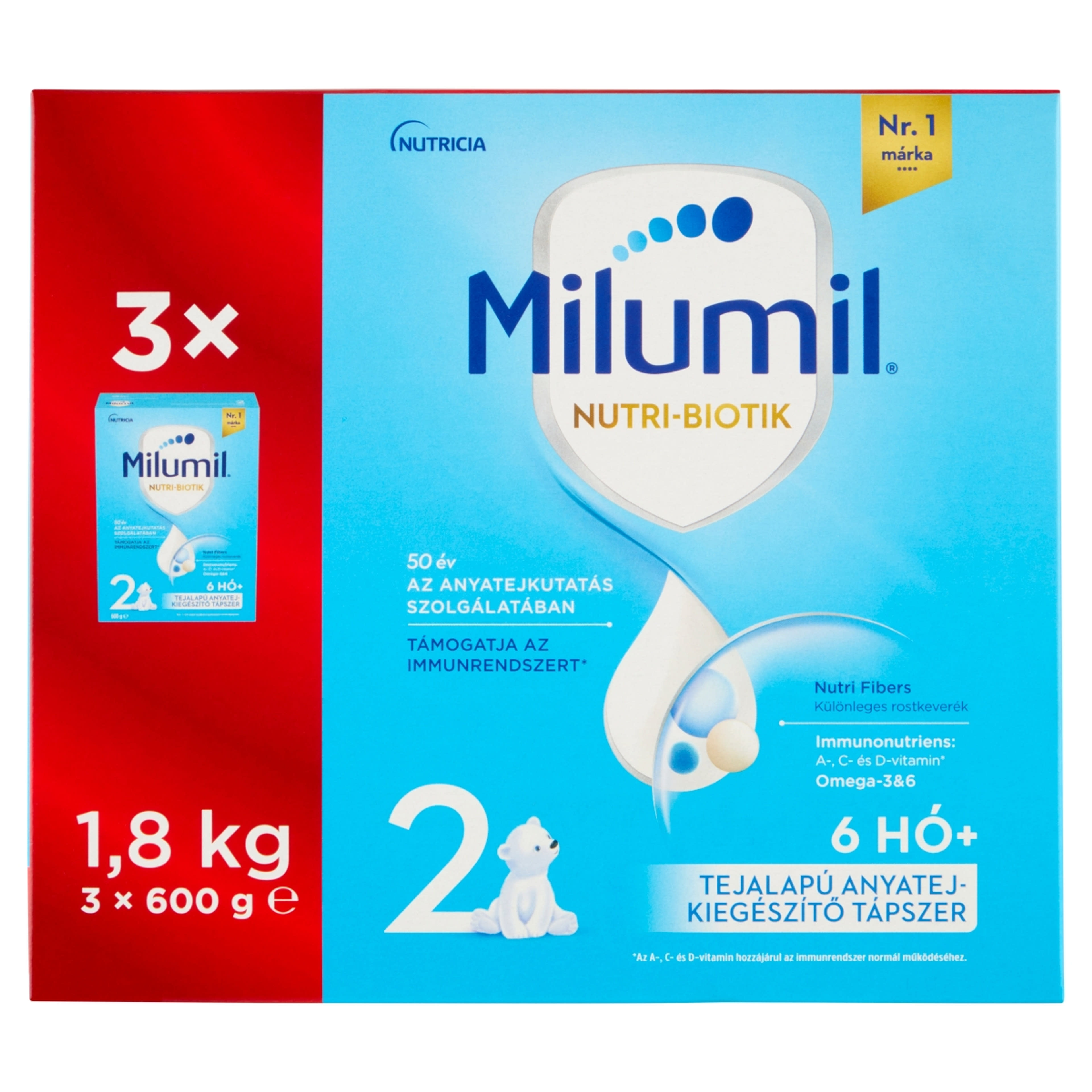 Milumil Nutri-Biotik 2 tejalapú anyatej-kiegészítő tápszer 6 hónapos kortól - 1800 g
