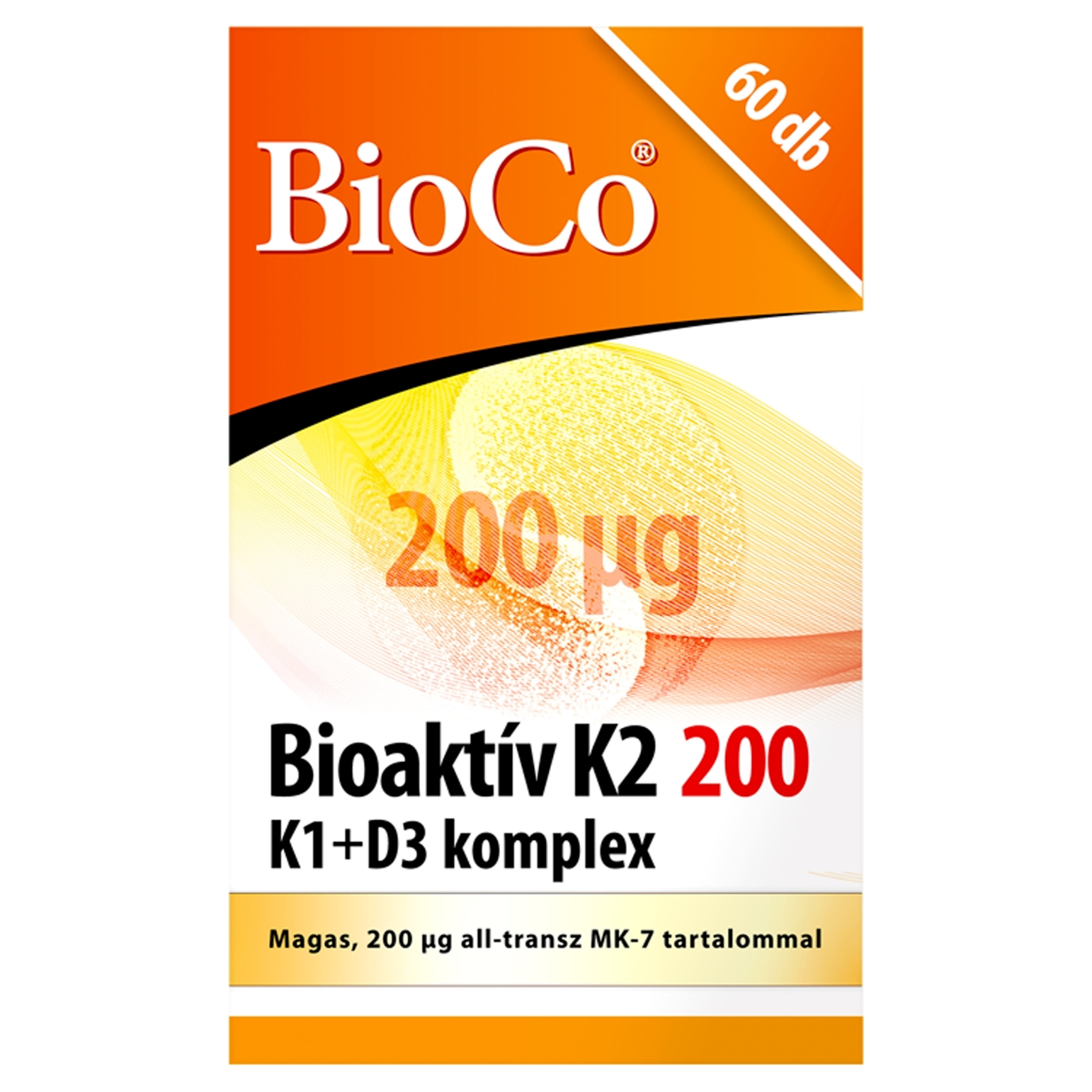 BioCo Bioaktív K2 200 µg K1+D3 komplex étrend-kiegészítő tabletta - 60 db
