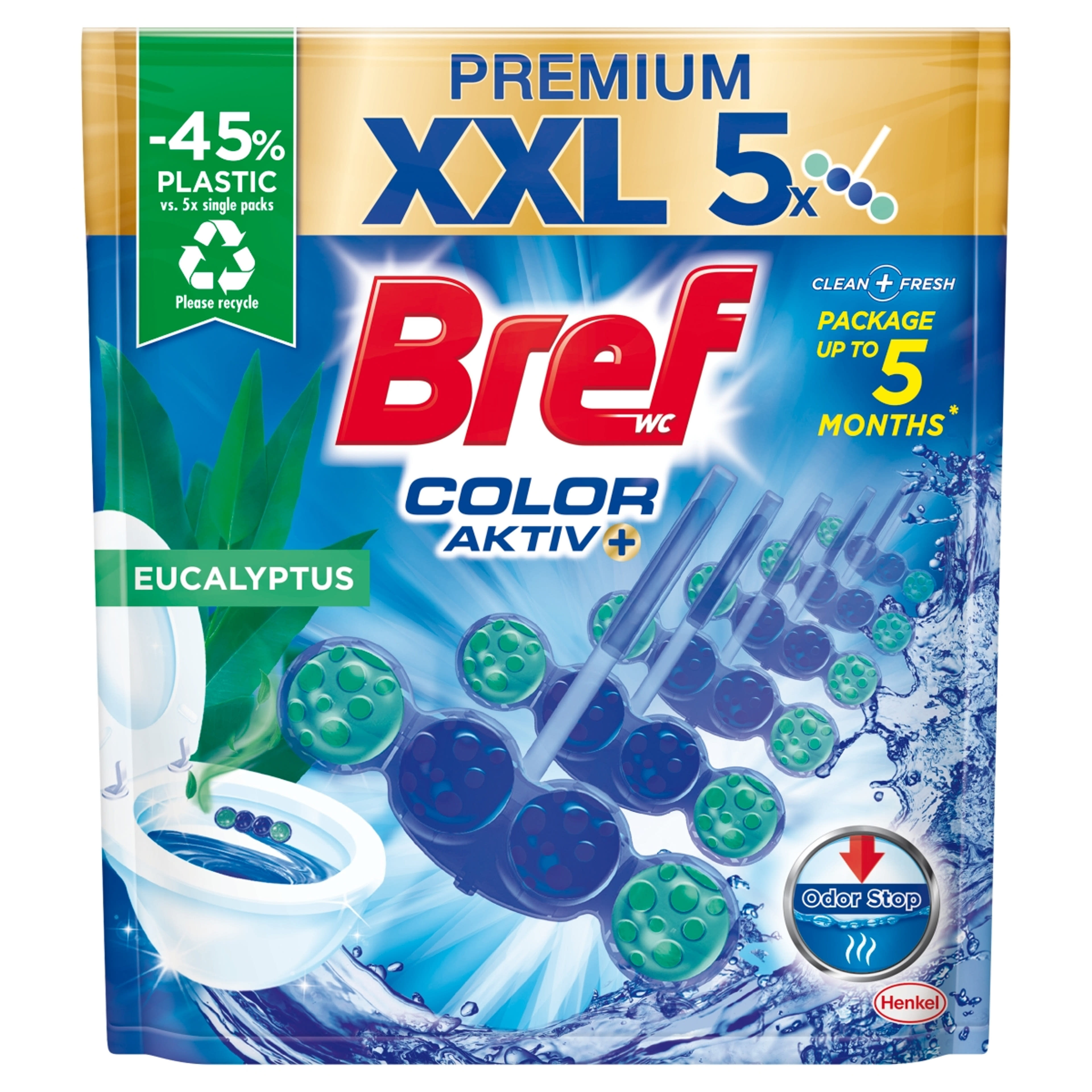Bref Color Aktiv Eucalyptus WC frissítő (5 x 50 g) - 250 g
