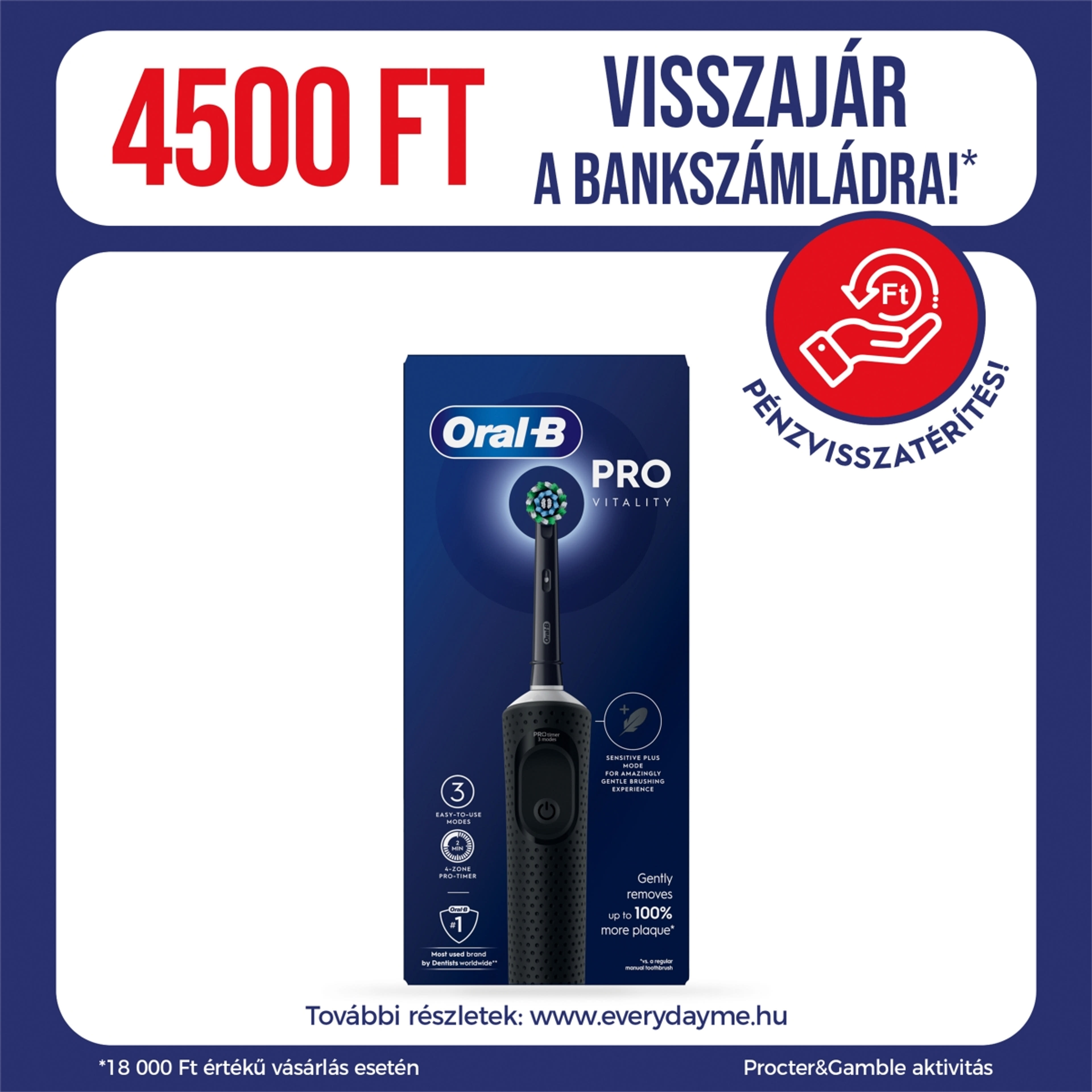 Oral-B Vitality Pro elektromos fogkefe, fekete - 1 db-1