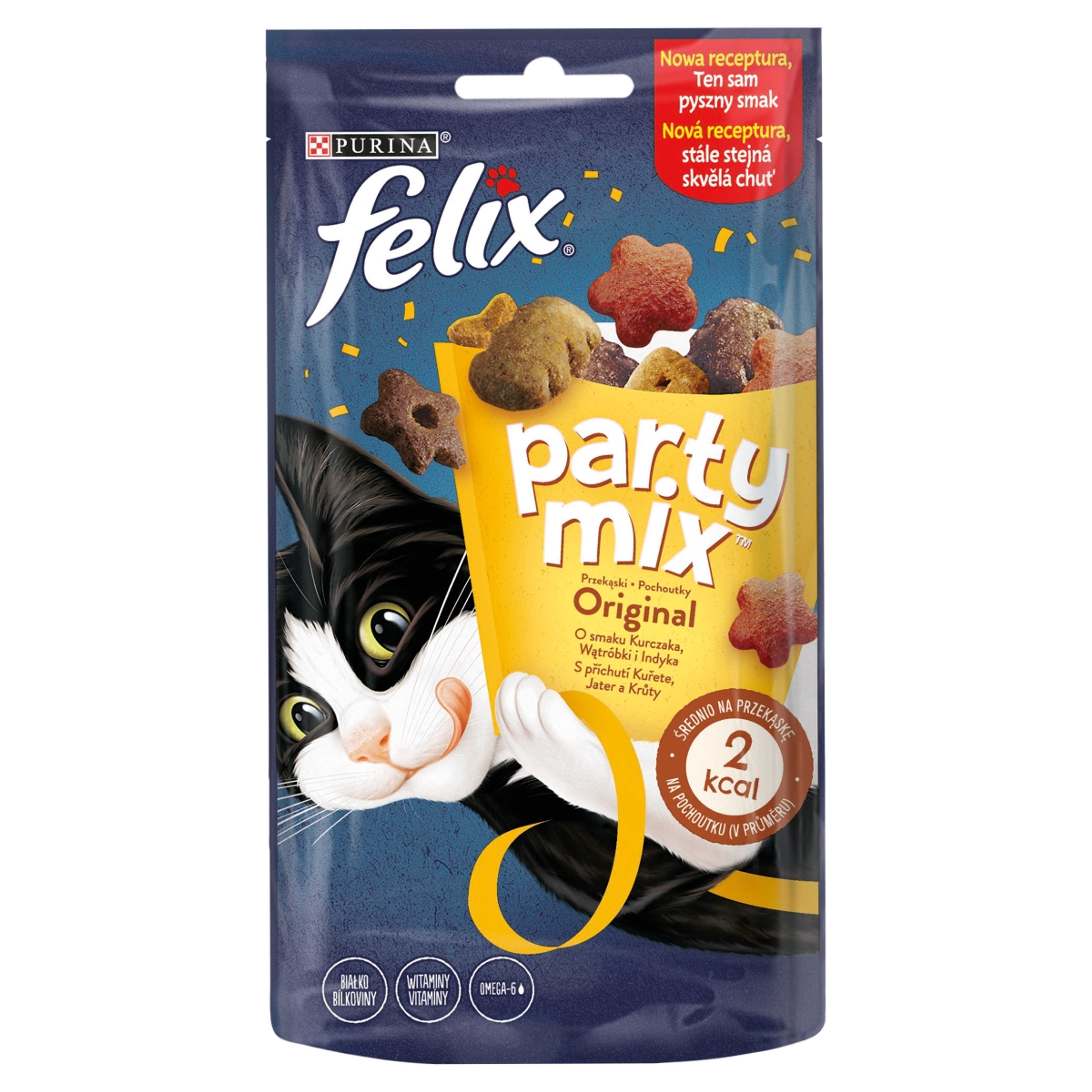Felix Party Mix felnőtt kiegészítő szárazeledel macskáknak, original mix - 60 g
