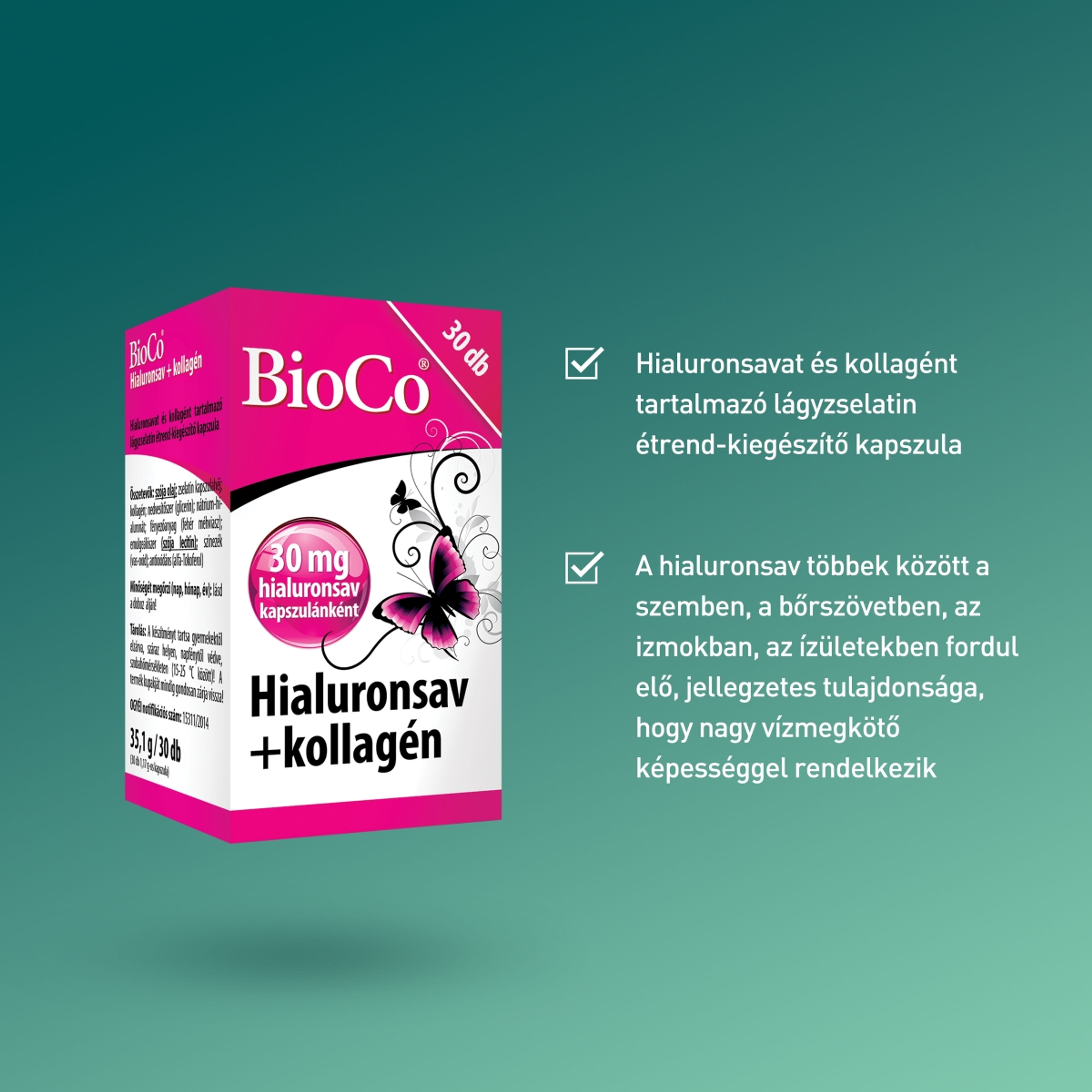 Bioco Hialuronsav+Kollagén étrendkiegészítő tabletta - 30 db-4