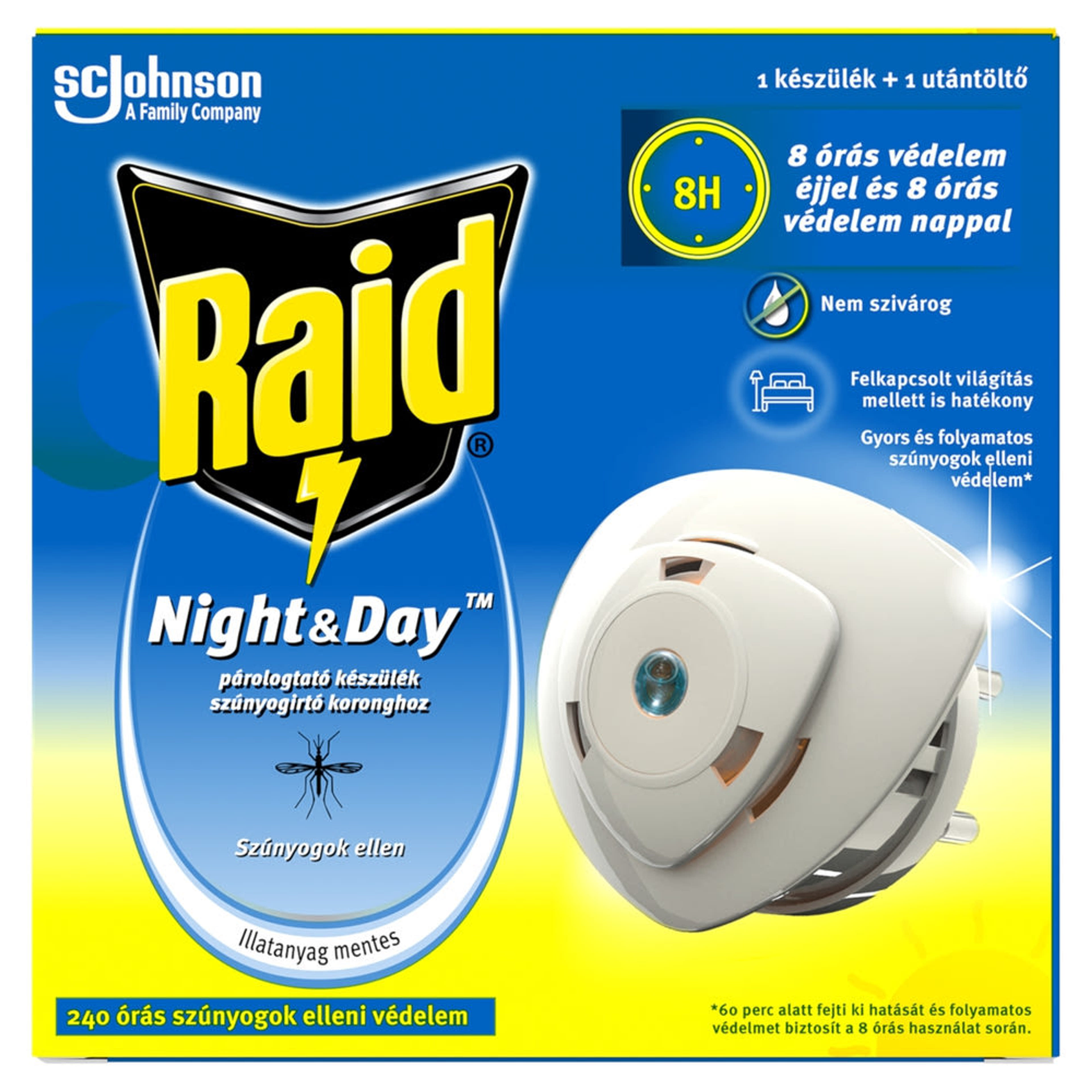 Raid Night & Day párologtató készülék szúnyogirtó koronghoz - 1 db