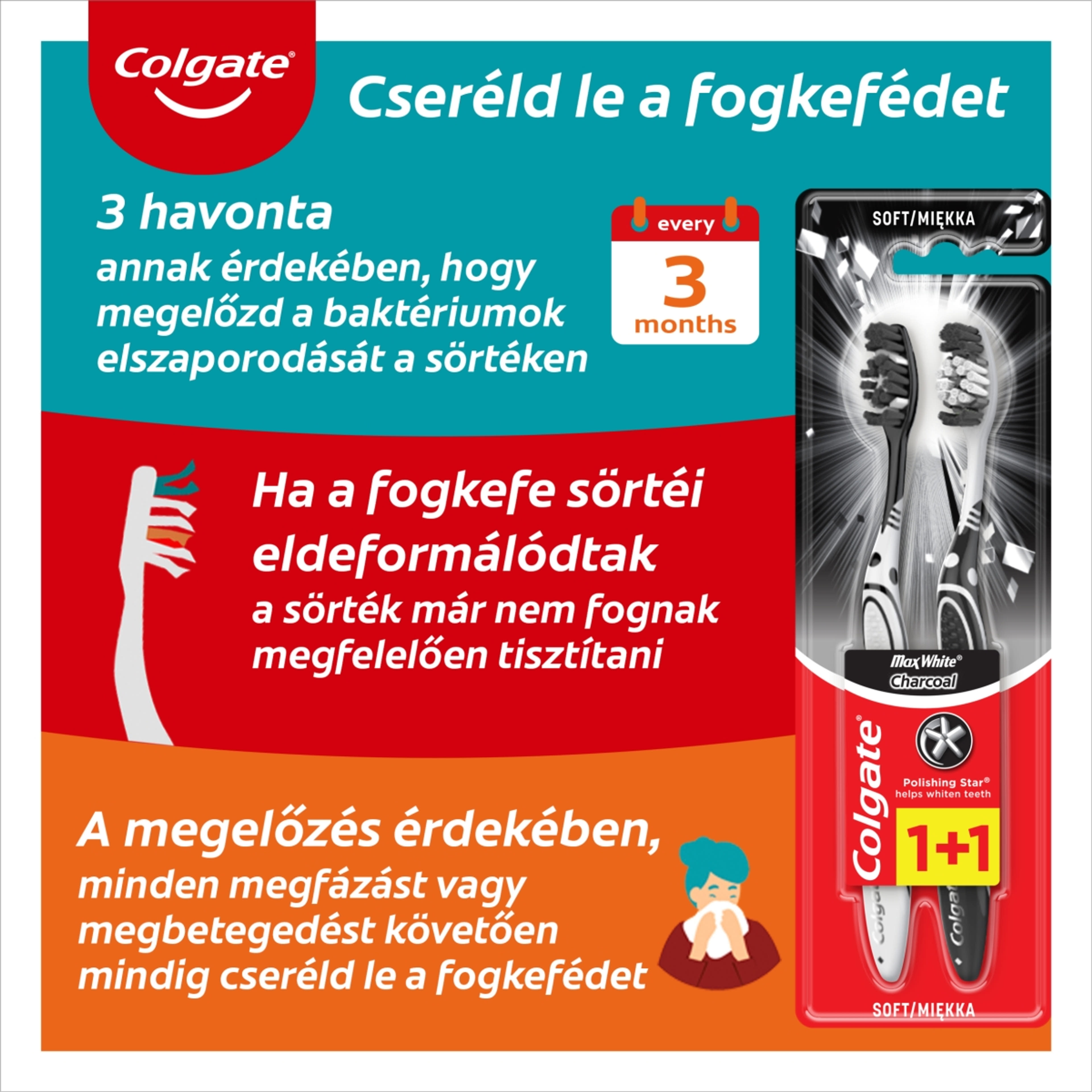 Colgate Max White Charcoal lágy fogkefe - 2 db-5