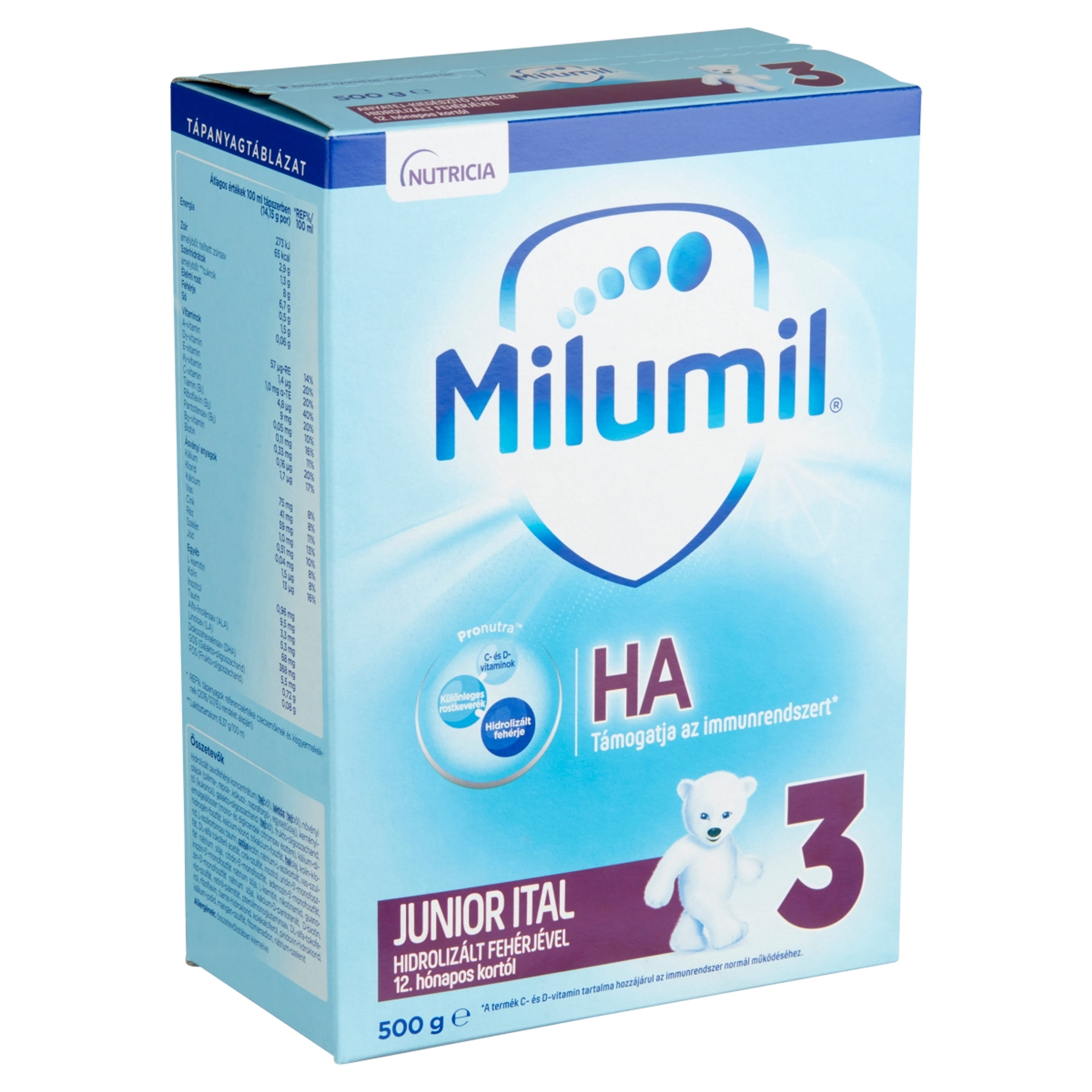 Milumil HA 3 Junior anyatej-kiegészítő tápszer 12. hónapos kortól - 500 g-2