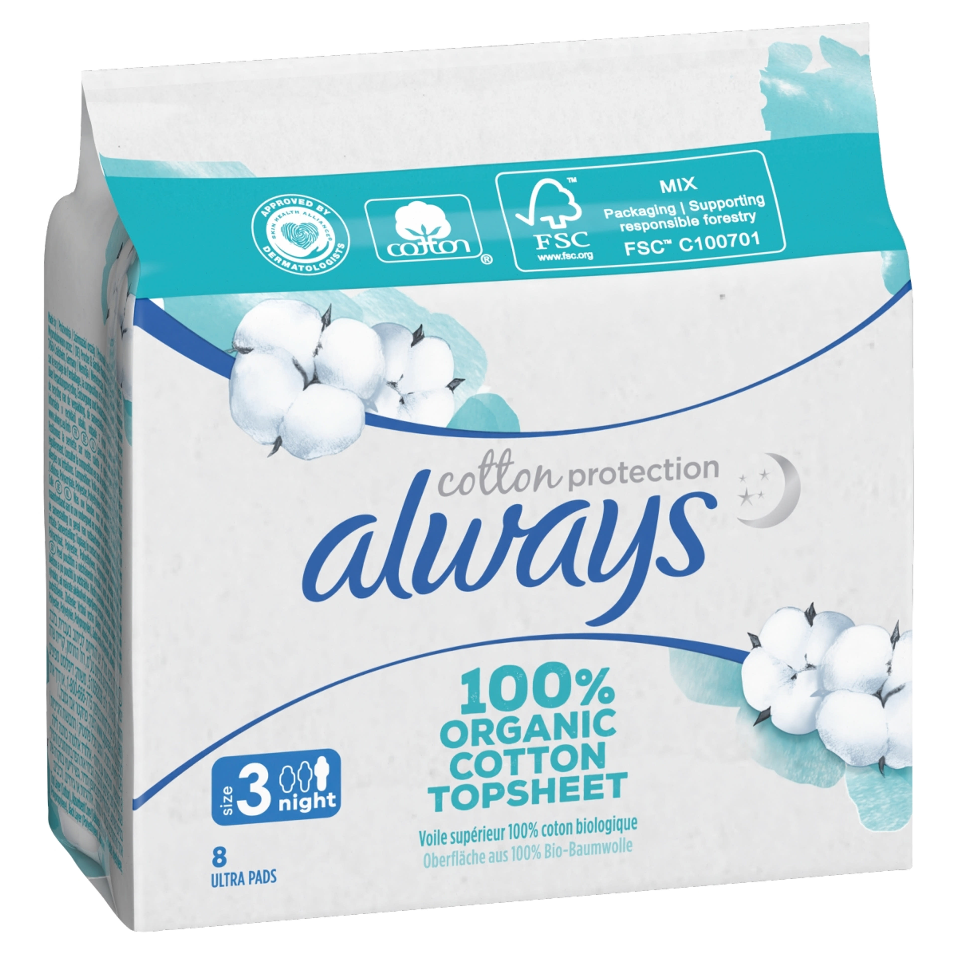 Always Cotton Protection Ultra Night egészségügyi betét - 8 db-2