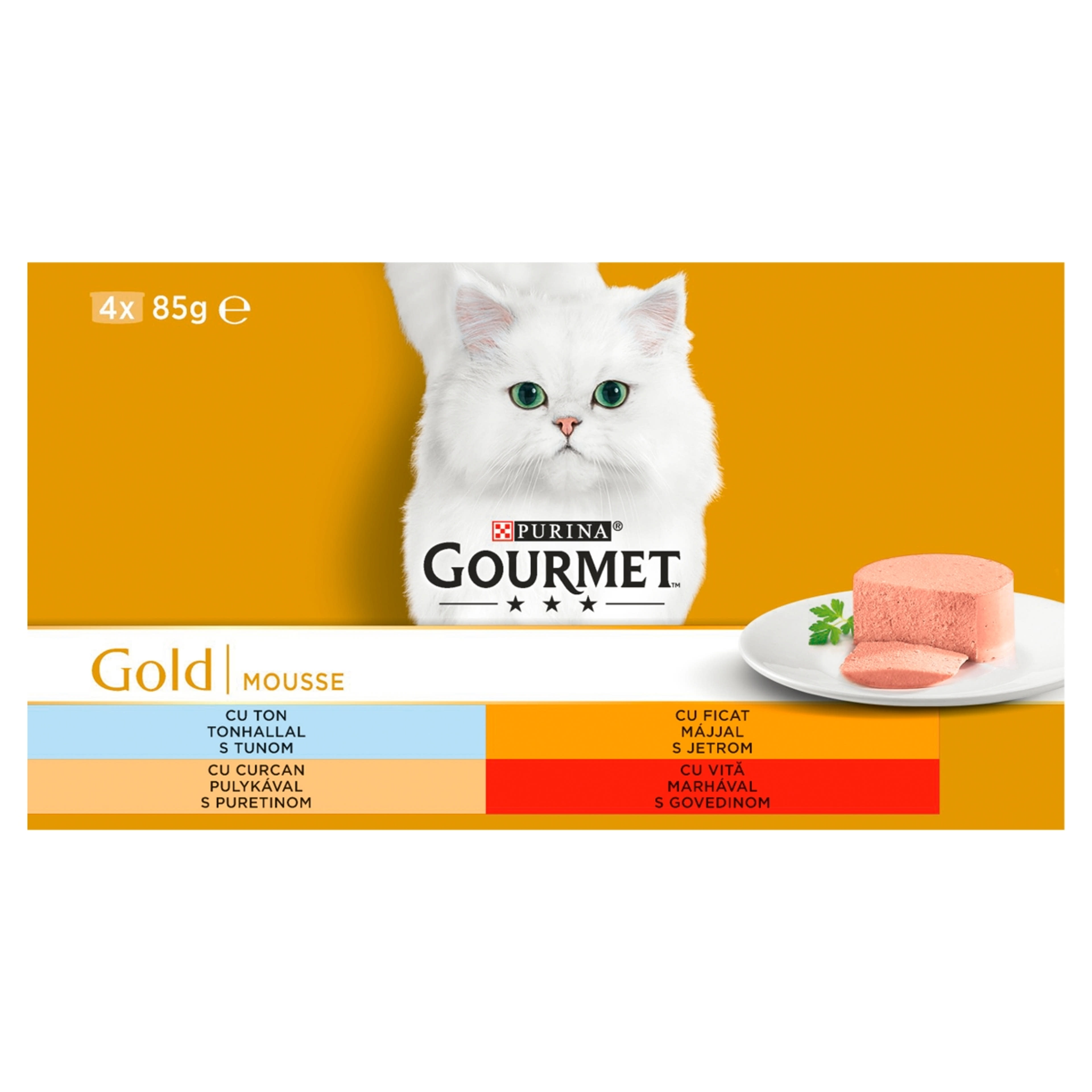 Gourmet Gold felnőtt teljes értékű konzerv macskáknak, pástétom 4 ízben (4x85 g) - 340 g