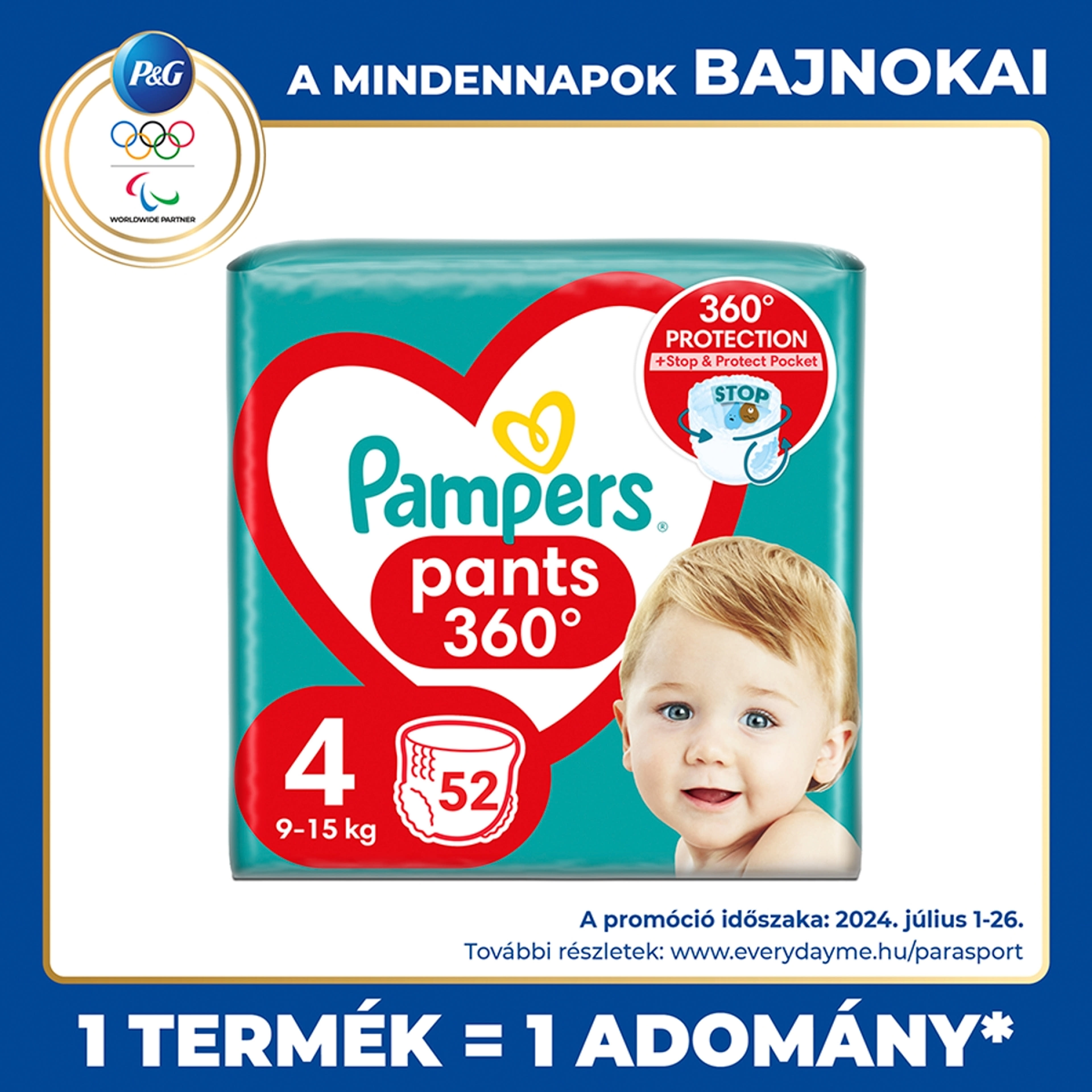 Pampers Pants Jumbo Pack Pelenka 4-es 9-15kg - 52 db