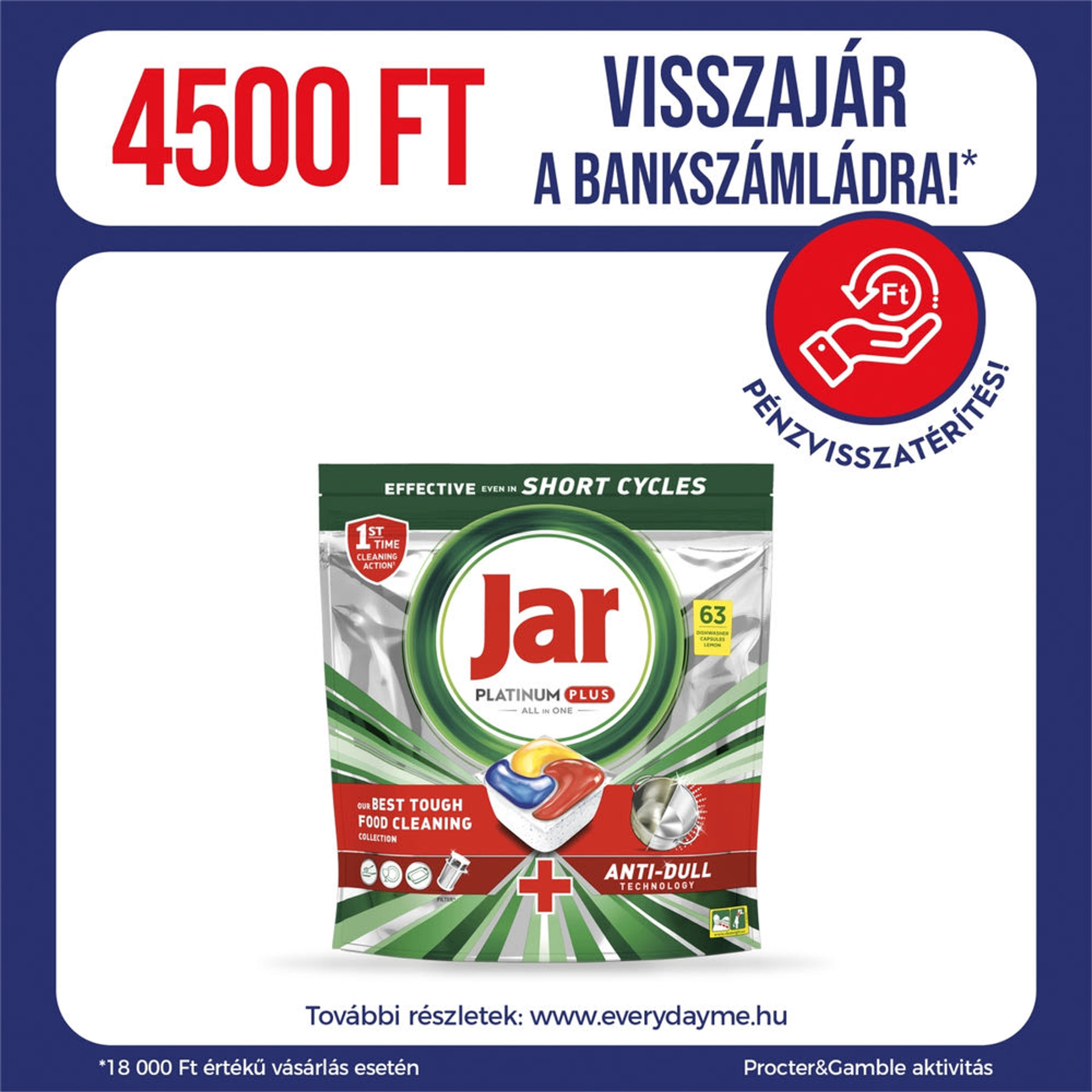 Jar Platinum Plus Lemon All In One mosogatókapszula - 63 db