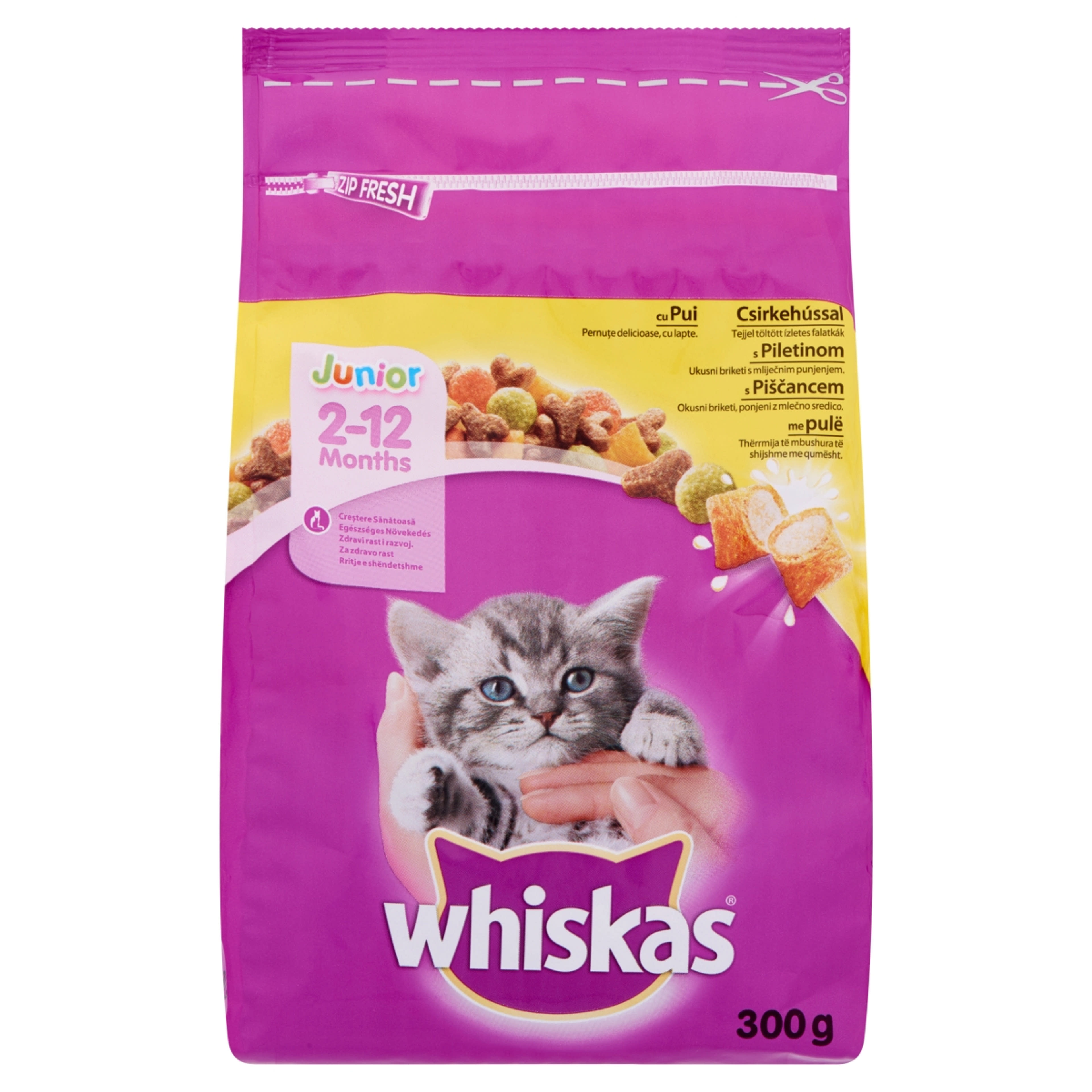 Whiskas Junior teljes értékű szárazeledel macskáknak, csirkehússal - 300 g