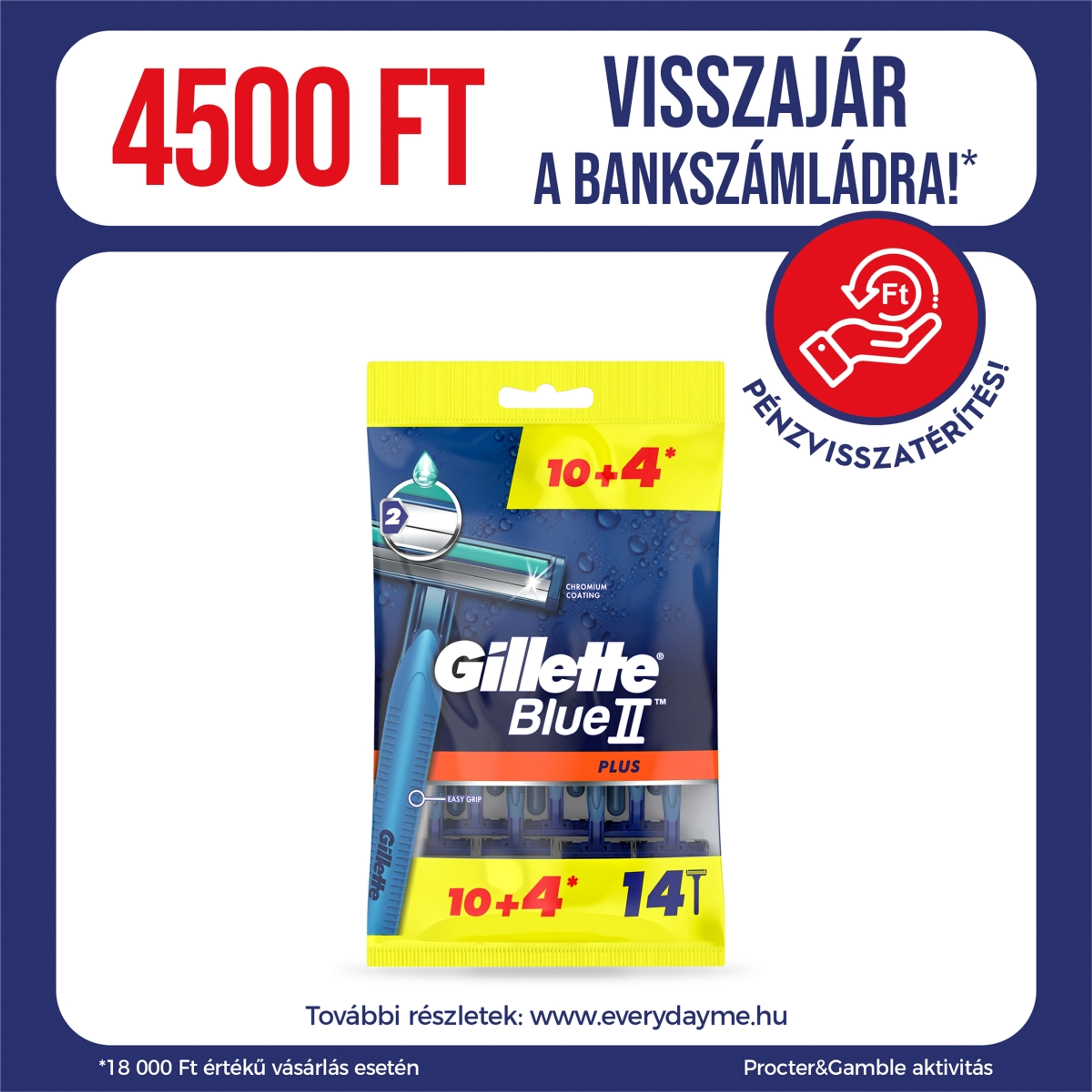 Gillette BlueII Plus eldobható borotvák krémezocsíkkal - 14 db